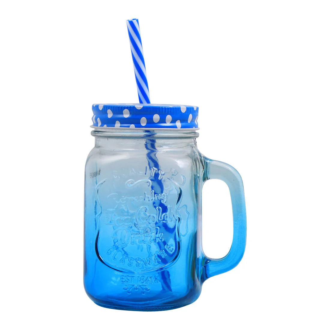 Mason Jar Set 450Ml (Yellow And Blue) - Image 3