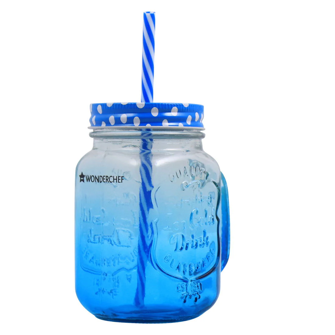 Mason Jar Set 450Ml (Yellow And Blue) - Image 5