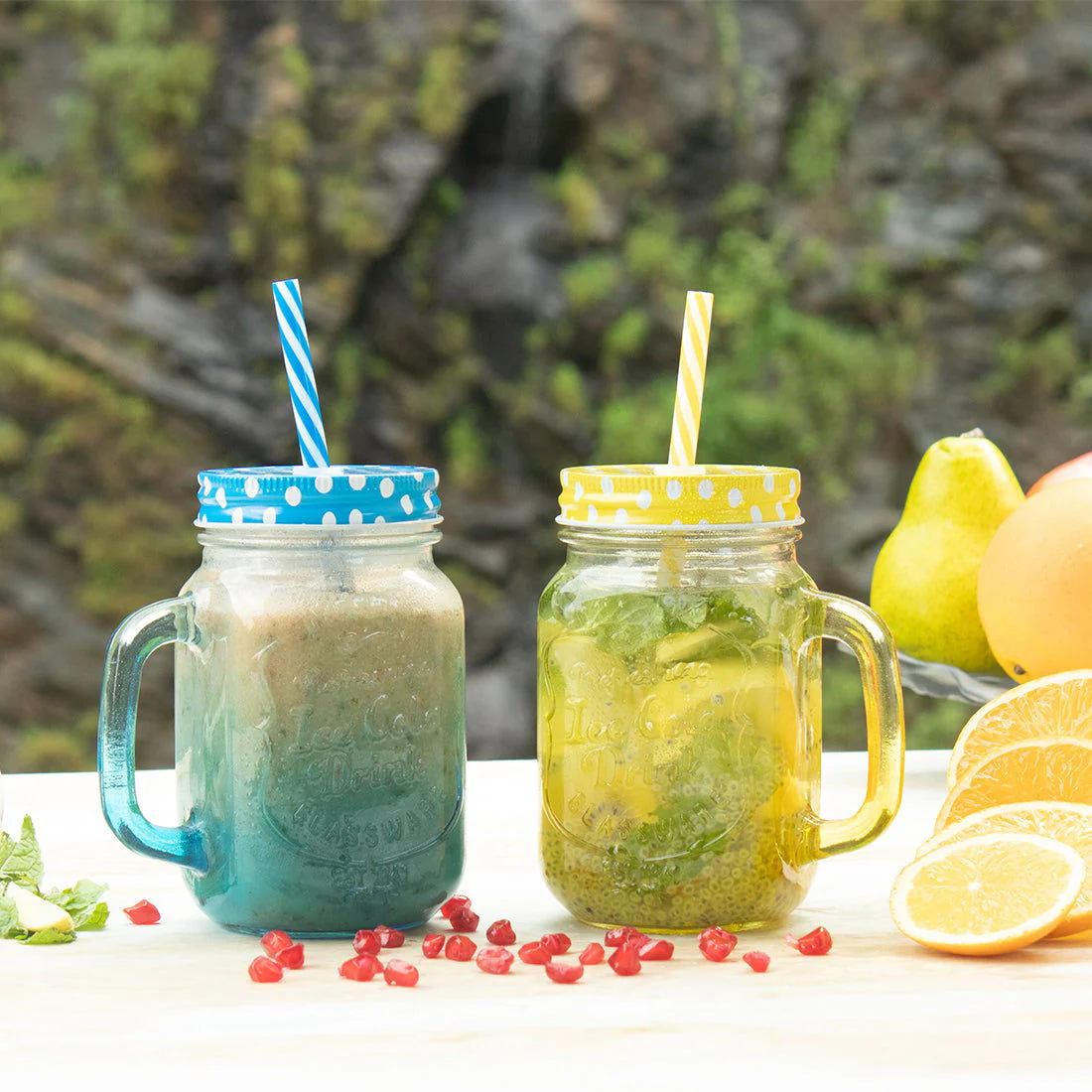 Mason Jar Set 450Ml (Yellow And Blue) - Image 7