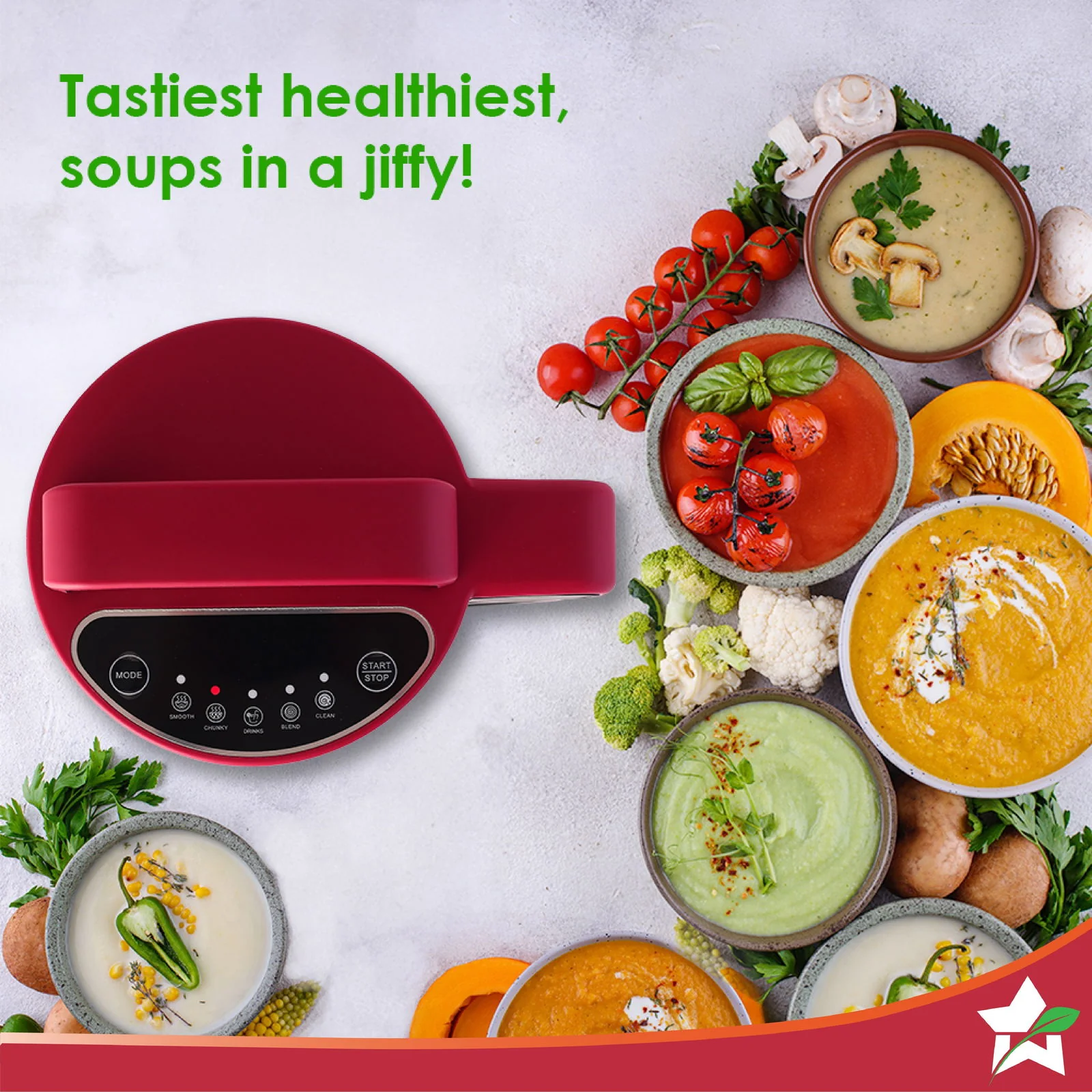 NEO Automatic Soup Maker | 1.0 Litre | 800W Heater | SS Blades & Bowl (Jug) | Soup in just 20 mins | 2 Years Warranty | Red & Black - Image 6