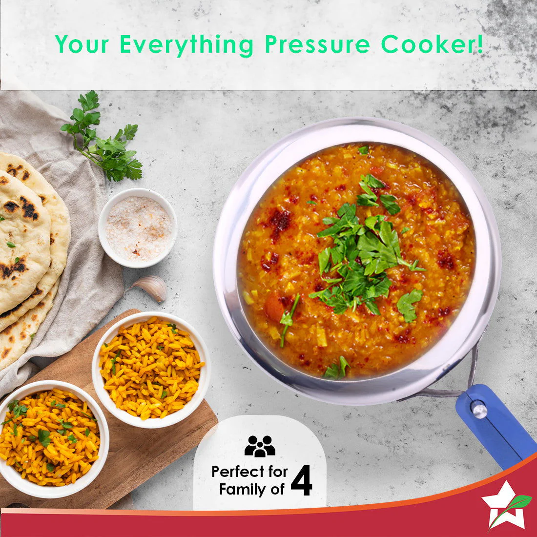 Nigella Stainless Steel 3L Inner Lid Pressure Cooker | 6mm thick bottom | Soft Touch Handles | Induction Friendly | Silver - Image 5