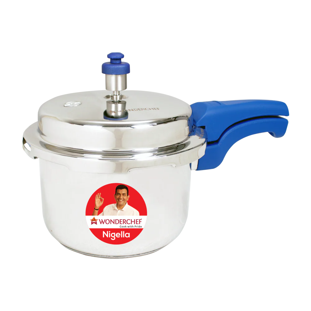 Nigella Induction Base 3L Stainless Steel Pressure Cooker with Outer Lid Blue - Image 2