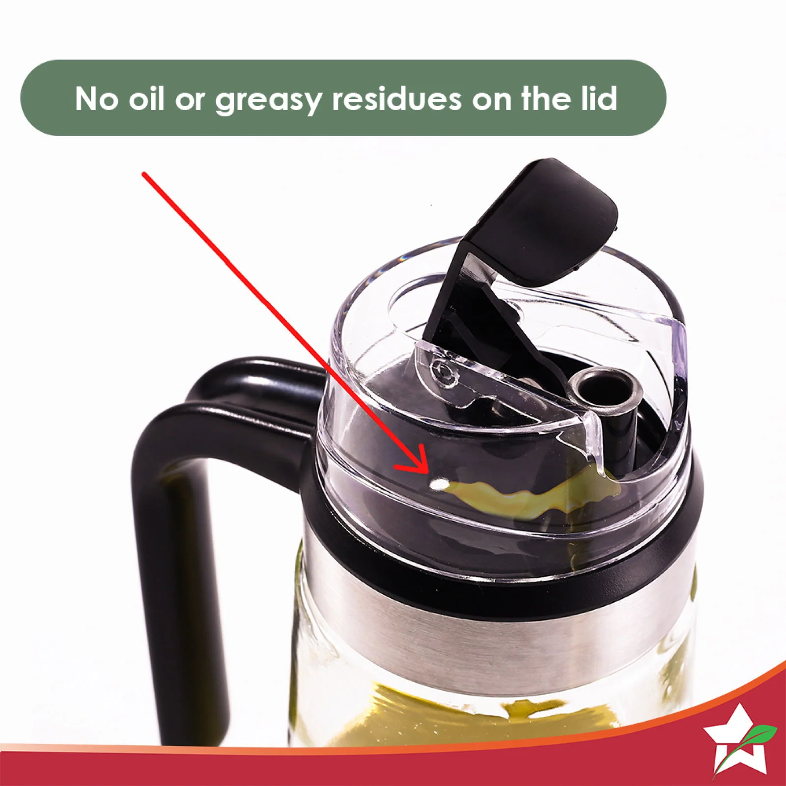 Glass Oil Pourer with Nozzle and Lid, For Kitchen, 600ml, Oil Container & Oil Pourer, Transparent, Air Tight, Spill Proof, For Cooking Oil, Olive Oil, Vinegar - Image 4