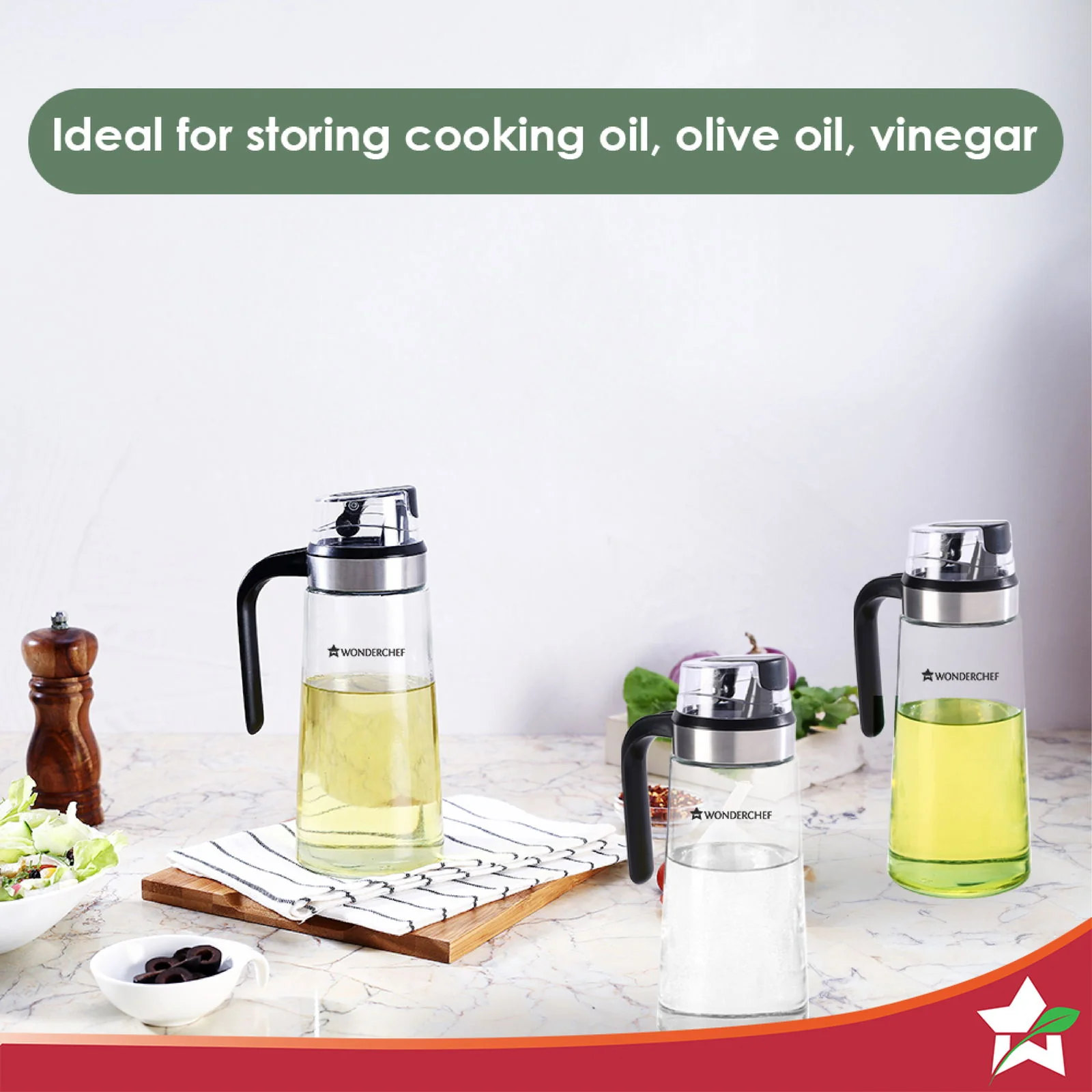 Glass Oil Pourer with Nozzle and Lid, For Kitchen, 600ml, Oil Container & Oil Pourer, Transparent, Air Tight, Spill Proof, For Cooking Oil, Olive Oil, Vinegar - Image 5