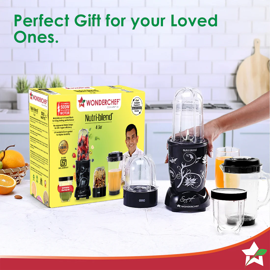 Nutri-blend 500W Mixer Grinder, 22000 RPM Motor, Smoothie Maker, Masala Grinder, Chutney Blender, 4 Unbreakable Jars, Recipe Book by Chef Sanjeev Kapoor, 2 Yr Warranty, Black - Image 11