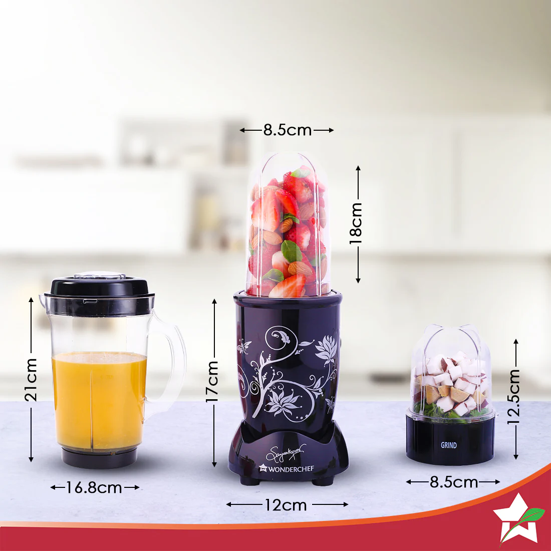 Nutri-blend 500W Mixer Grinder, 22000 RPM Motor, Smoothie Maker, Masala Grinder, Chutney Blender, 4 Unbreakable Jars, Recipe Book by Chef Sanjeev Kapoor, 2 Yr Warranty, Black - Image 3