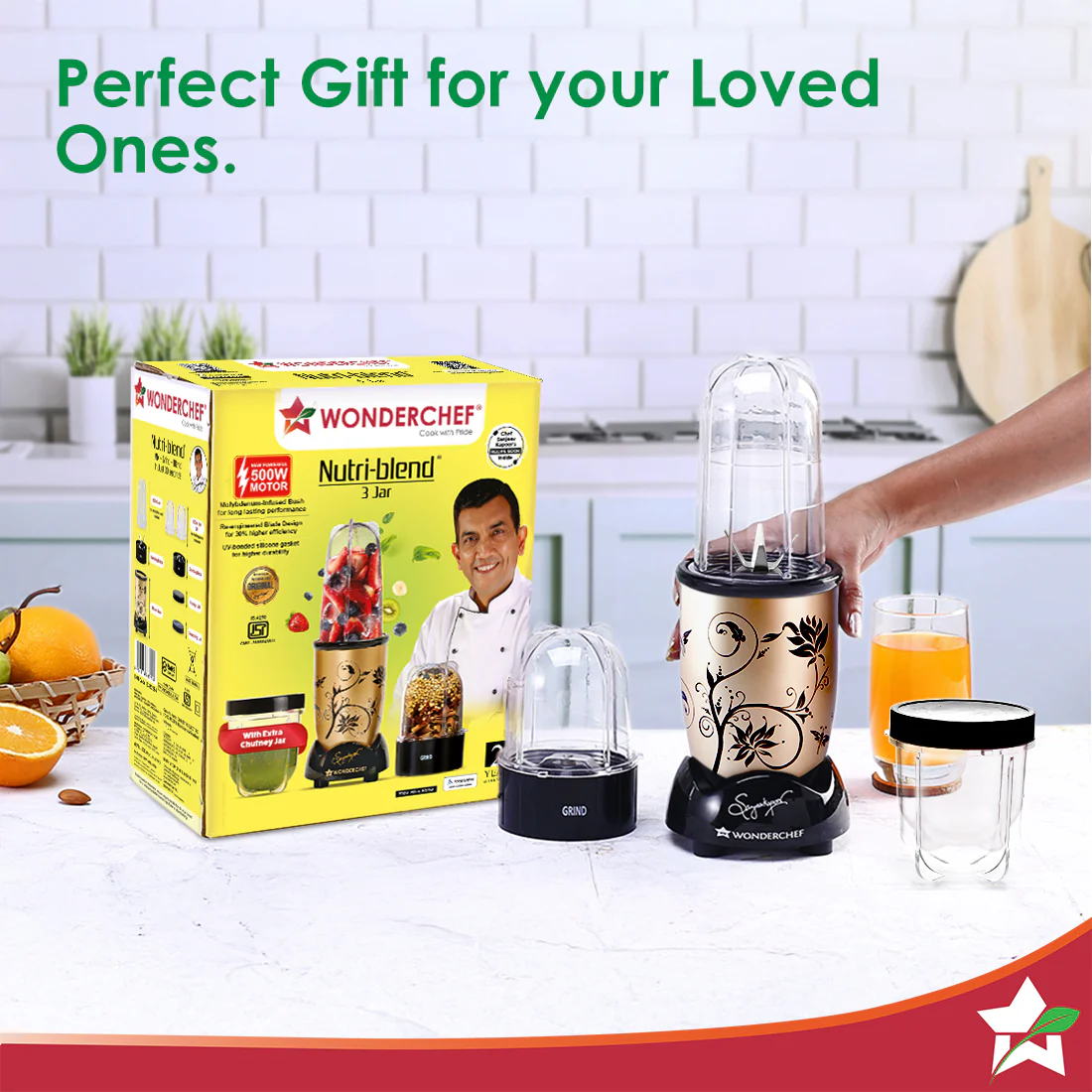 Nutri-blend 500W Mixer Grinder, 22000 RPM Motor, Smoothie Maker, Masala Grinder, Chutney Blender, 3 Unbreakable Jars, Recipe Book by Chef Sanjeev Kapoor, 2 Yr Warranty, Champagne - Image 10