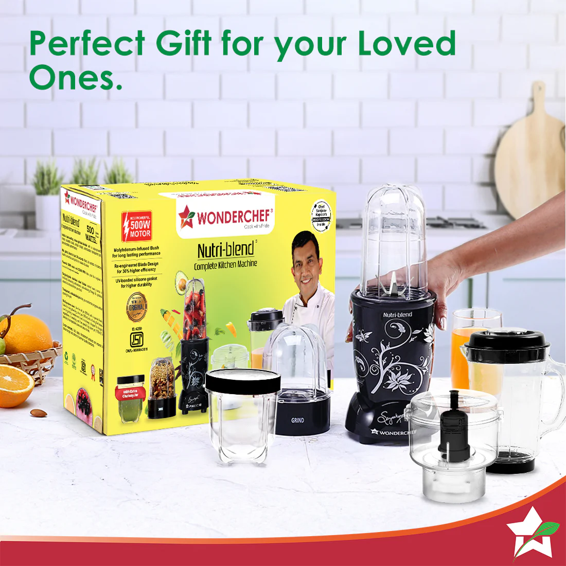 Nutri-blend Juicer, Mixer, Grinder, Smoothie Maker & Chopper | Complete Kitchen Machine | 22000 RPM Blender, Chopper, Juicer | 500W 100% Full Copper Motor | SS Blades | 4 Unbreakable Jars | 2 Years Warranty | Recipe Book By Chef Sanjeev Kapoor | Black - Image 11