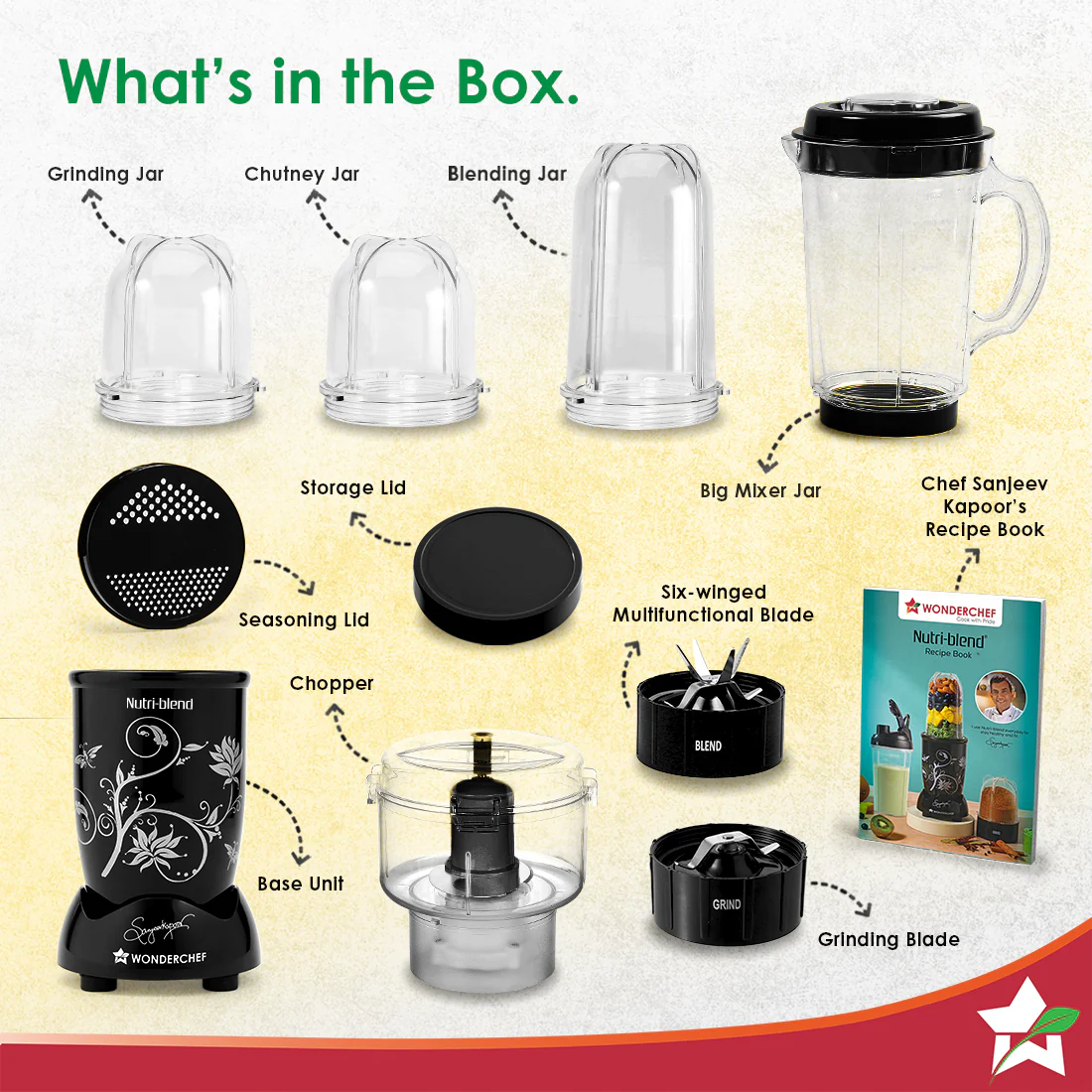 Nutri-blend Juicer, Mixer, Grinder, Smoothie Maker & Chopper | Complete Kitchen Machine | 22000 RPM Blender, Chopper, Juicer | 500W 100% Full Copper Motor | SS Blades | 4 Unbreakable Jars | 2 Years Warranty | Recipe Book By Chef Sanjeev Kapoor | Black - Image 7