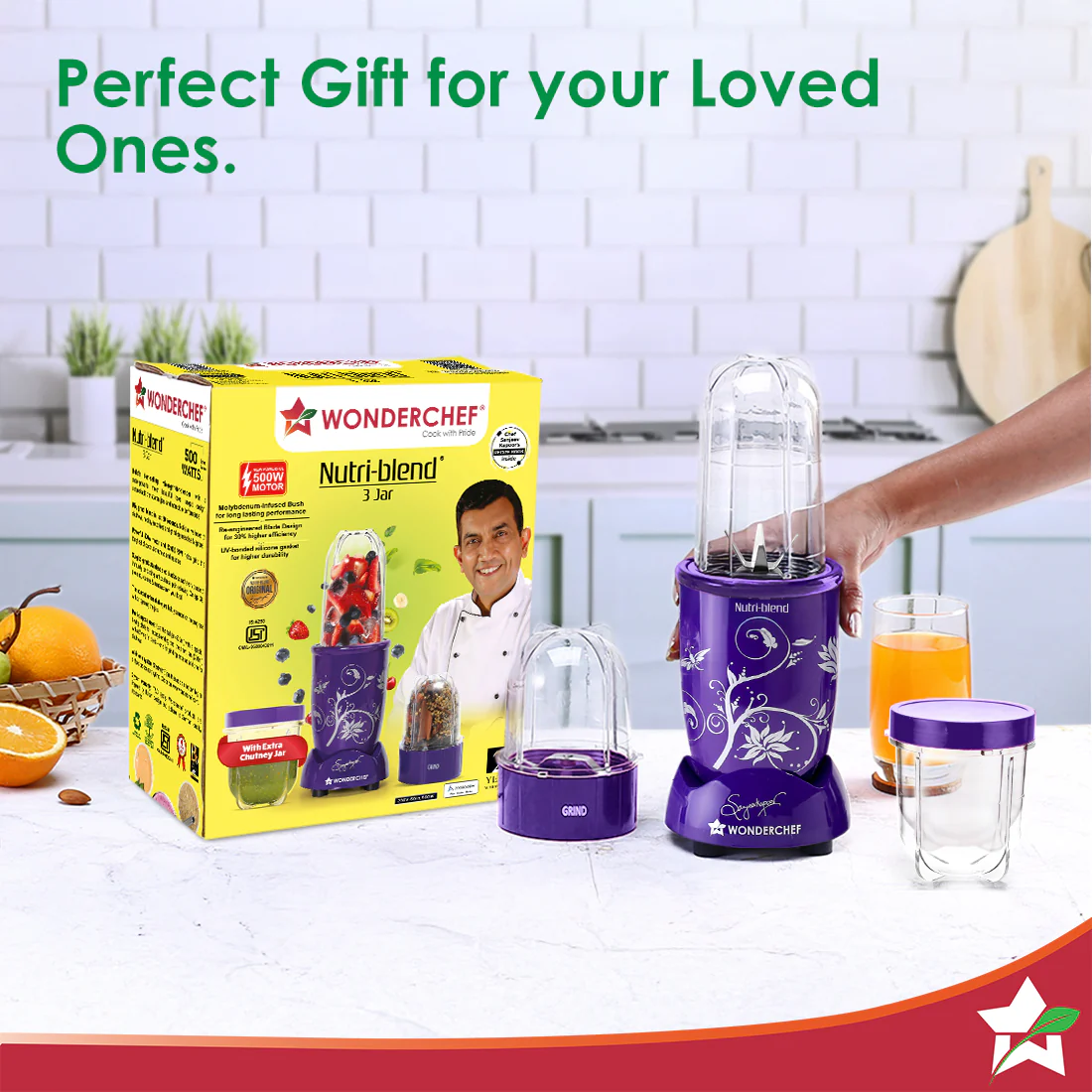 Nutri-blend 500W Mixer Grinder, 22000 RPM Motor, Smoothie Maker, Masala Grinder, Chutney Blender, 3 Unbreakable Jars, Recipe Book by Chef Sanjeev Kapoor, 2 Yr Warranty, Purple - Image 10