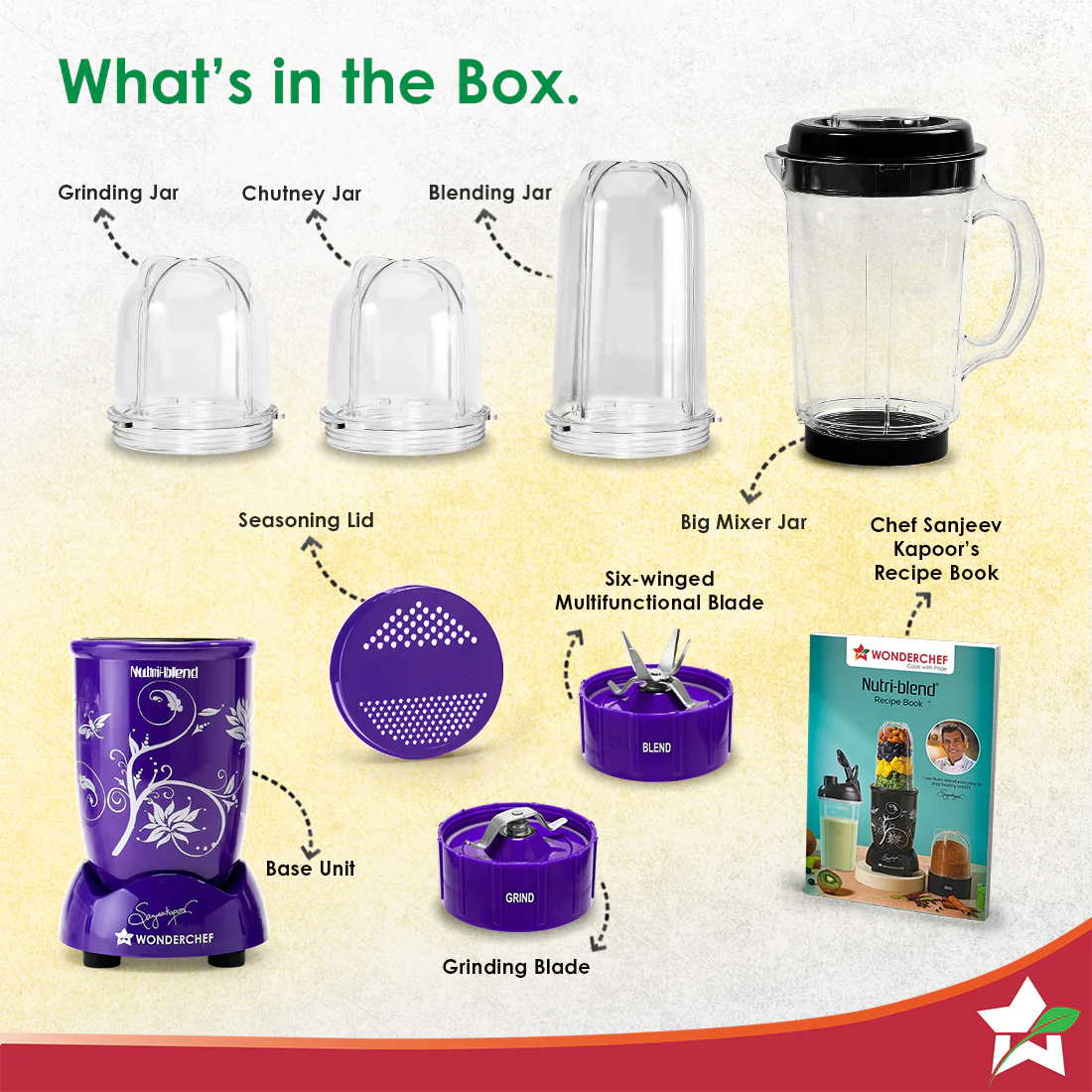 Nutri-blend 500W Mixer Grinder, 22000 RPM Motor, Smoothie Maker, Masala Grinder, Chutney Blender, 4 Unbreakable Jars, Recipe Book by Chef Sanjeev Kapoor, 2 Yr Warranty, Purple - Image 7