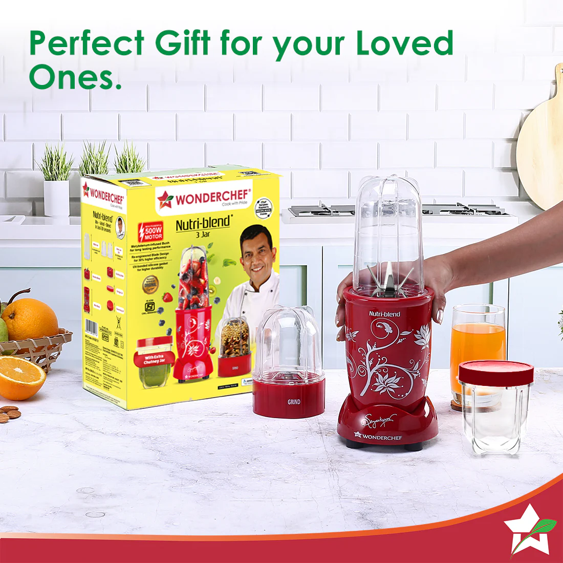 Nutri-blend 500W Mixer Grinder, 22000 RPM Motor, Smoothie Maker, Masala Grinder, Chutney Blender, 3 Unbreakable Jars, Recipe Book by Chef Sanjeev Kapoor, 2 Yr Warranty, Red - Image 10