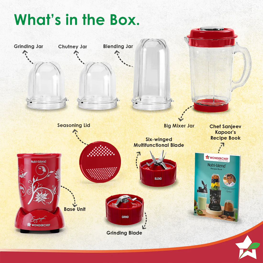 Nutri-blend 500W Mixer Grinder, 22000 RPM Motor, Smoothie Maker, Masala Grinder, Chutney Blender, 4 Unbreakable Jars, Recipe Book by Chef Sanjeev Kapoor, 2 Yr Warranty, Red - Image 7