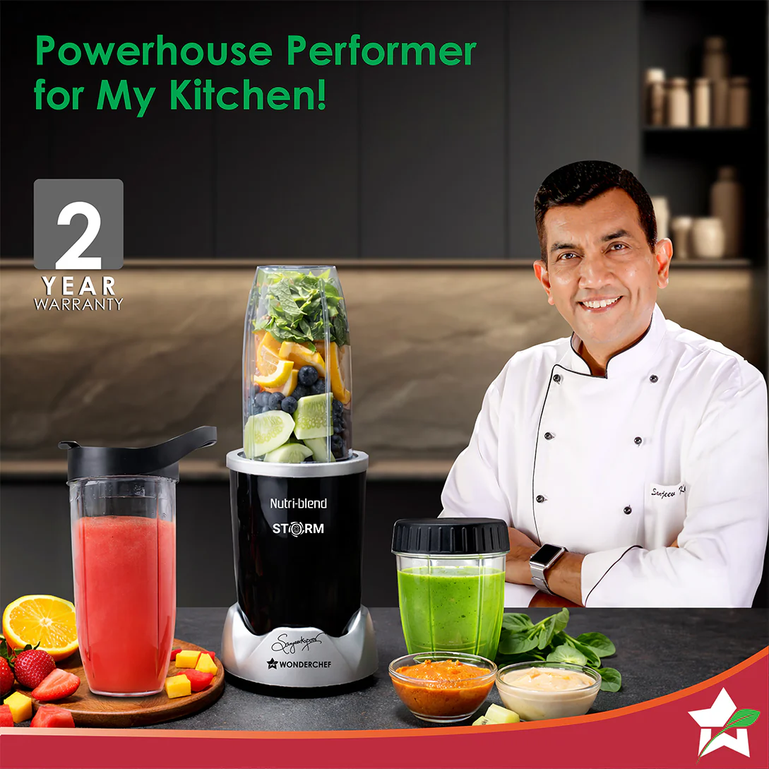 Nutri-blend Storm 1200W | 100% Copper Motor | Sharp 6-wing Stainless Steel Blade | Masalas, Chutney, Nuts, Crush Ice | 2 Jars | 22000 RPM | Sipper Attachment | 2 Year Warranty - Image 2