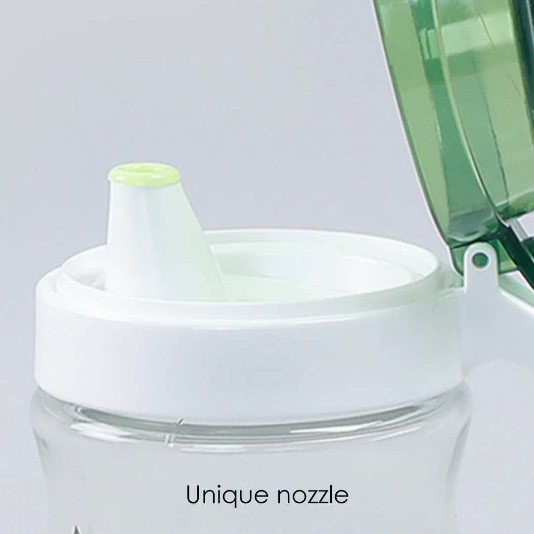 Oil Pourer Glass Bottle for Kitchen, Transparent Oil Pourer and Holder with Green Lid, Accurate Pouring without Wastage, 550ml - Image 4