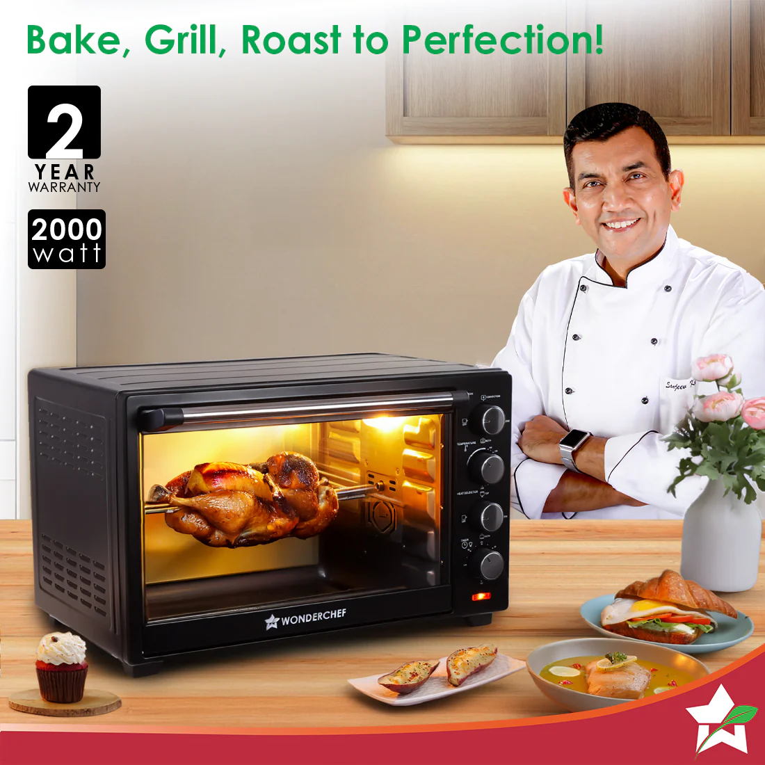 Oven Toaster Griller (OTG) - 60 L | With Rotisserie | Auto-Shut Off | Heat-Resistant Tempered Glass | 6-Stage Heat Selection Bake, Grill, Roast | Easy to Clean | Black | 2 Year Warranty - Image 2