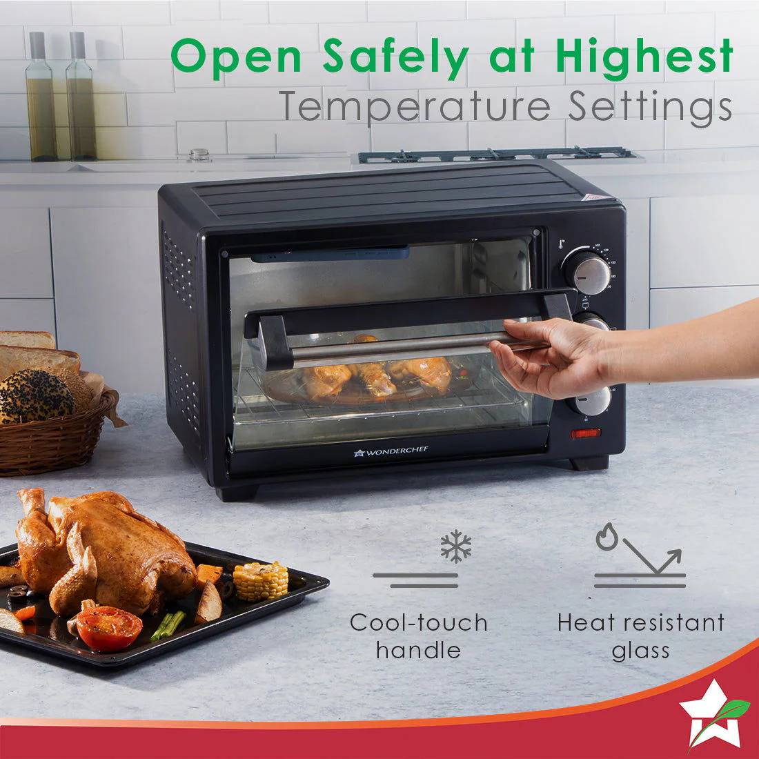 Oven Toaster Griller (OTG) - 19 Litres, Black - with Auto-shut off, Heat-Resistant Tempered Glass, Multi-Stage Heat Selection - Image 4