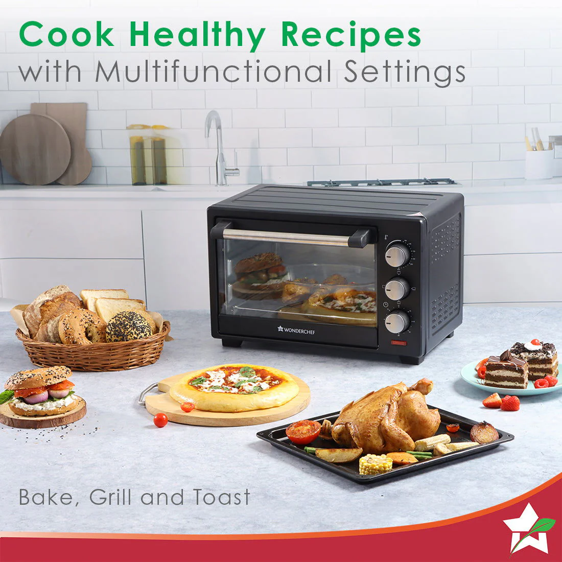 Oven Toaster Griller (OTG) - 19 Litres, Black - with Auto-shut off, Heat-Resistant Tempered Glass, Multi-Stage Heat Selection - Image 7