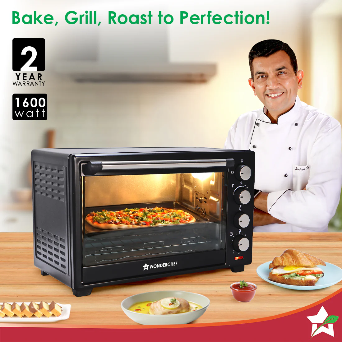 Oven Toaster Griller (OTG) - 28 Litres, Black - with Rotisserie,Auto-shut off, heat-resistant tempered glass, Multi-stage heat selection - Image 2