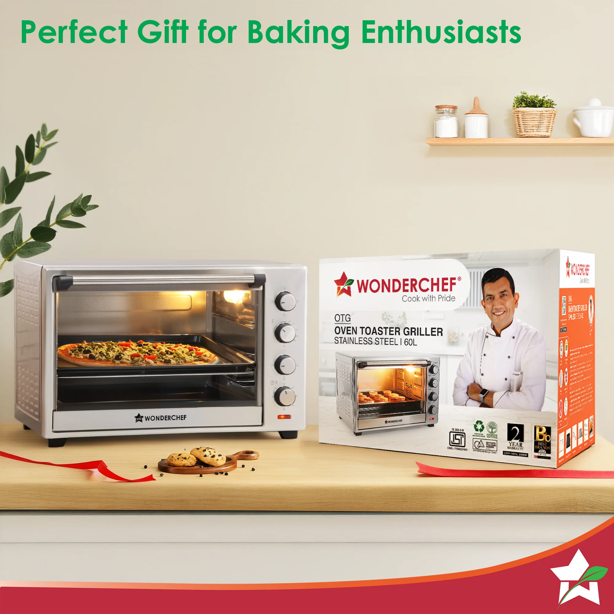 Oven Toaster Griller (OTG) - 60 Litres, Stainless Steel – with Rotisserie, Auto-shut off, heat-resistant tempered glass, 6-stage heat selection - Image 9
