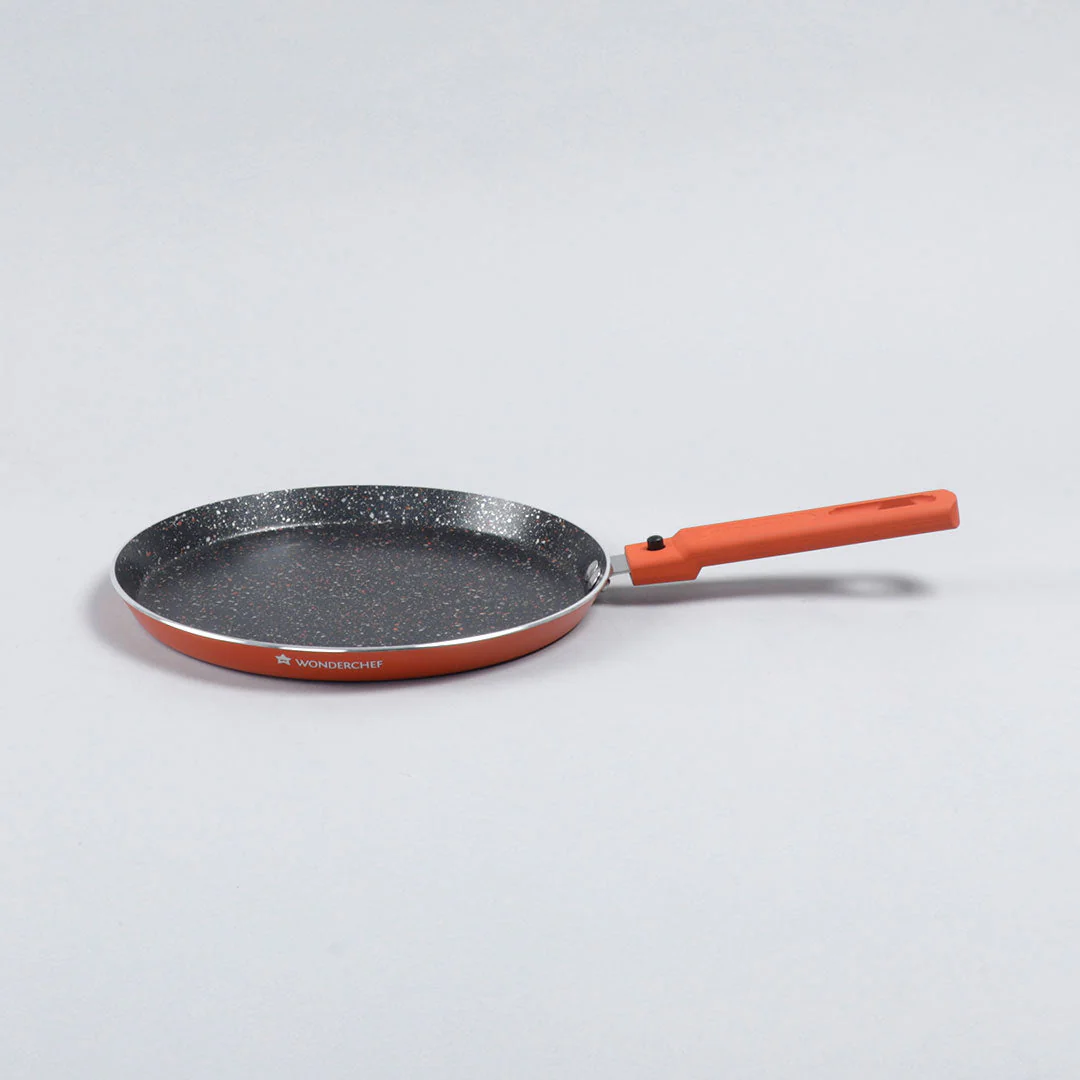 Power Non-Stick Cookware 4 pc Set | Kadhai with Glass Lid 2.6L, Dosa Tawa 25cm, Fry Pan 24cm | Induction Bottom | Soft Touch Handles | Pure Grade Aluminium | PFOA Free | 2 Year Warranty | Orange - Image 4