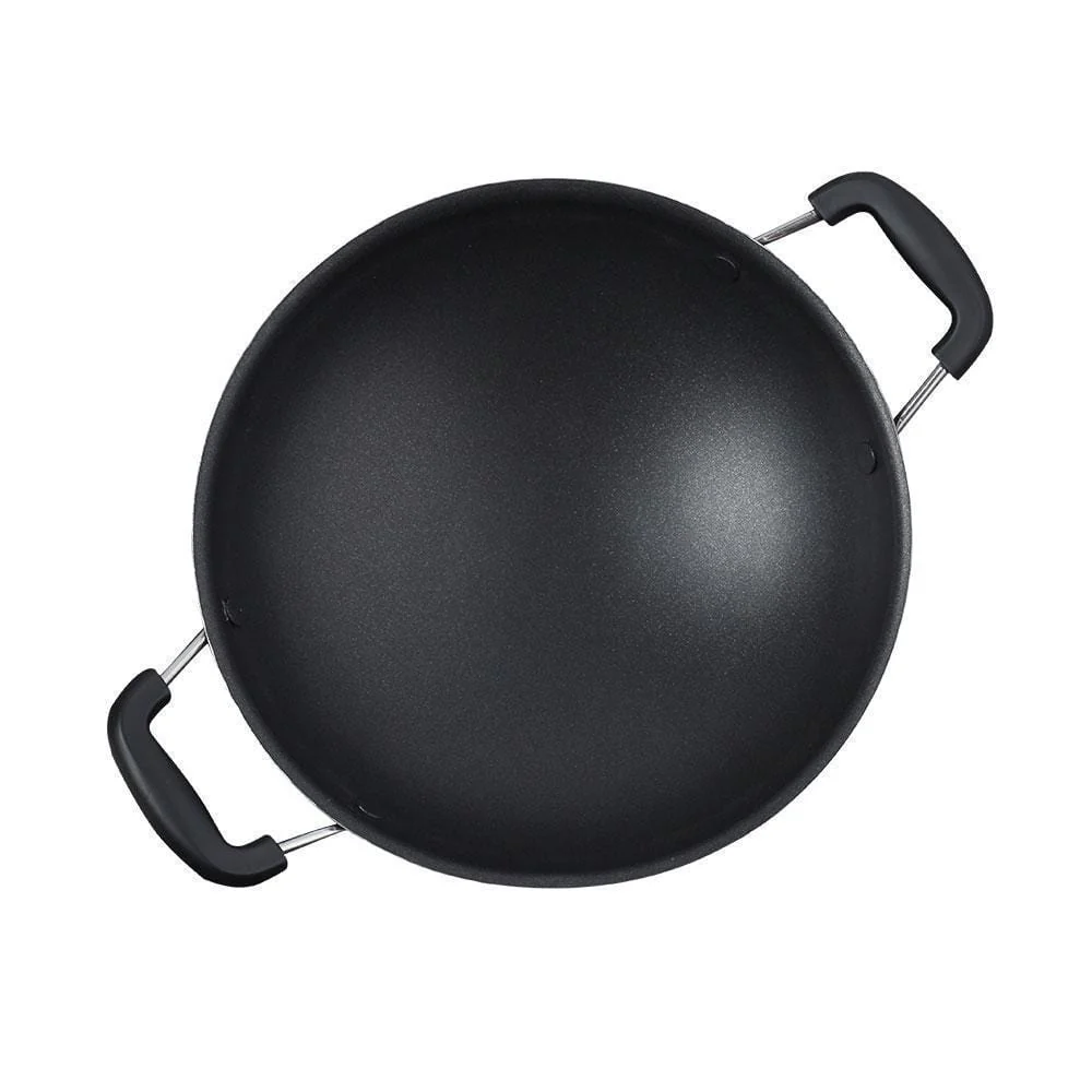Appachetty Breakfast Pan with Lid | Nonstick Cookware | Appachatty | Chetty Pan | Appam Patra | Round Bottom Kadai | 3mm Thick | Black 22 cm | 1 Year Warranty - Image 3