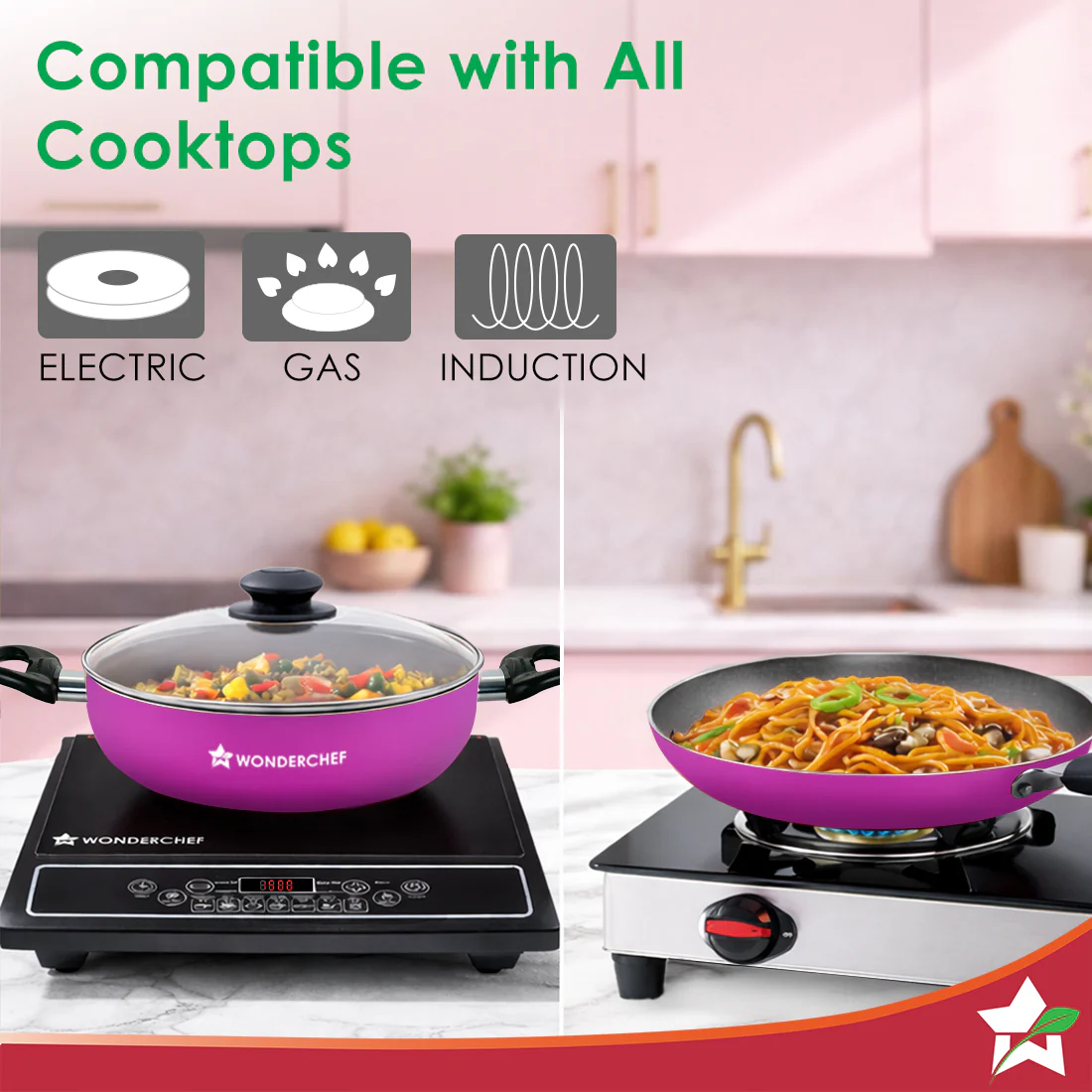 Wonderchef Renewed Athena Aluminium Non-Stick Cookware Set | Kadhai 24cm, Fry Pan 24cm & Dosa Tawa 25cm | No Lid | Induction Friendly | Cool Touch Bakelite Handles | Pure Grade Aluminium | PFOA Free | 1 Year Warranty - Image 6