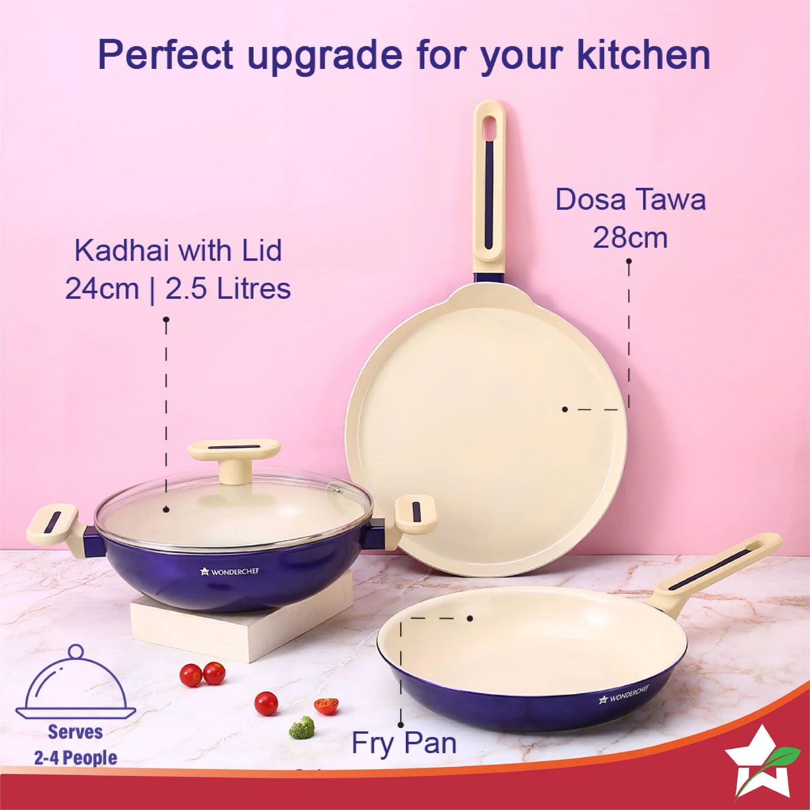 Wonderchef Renewed Bellagio 28cm Dosa Tawa | Healthy Ceramic Coating | Non-Toxic | PFAS and PFOA Free | 3mm Thickness | Soft-Touch Handles and Knob - Image 6