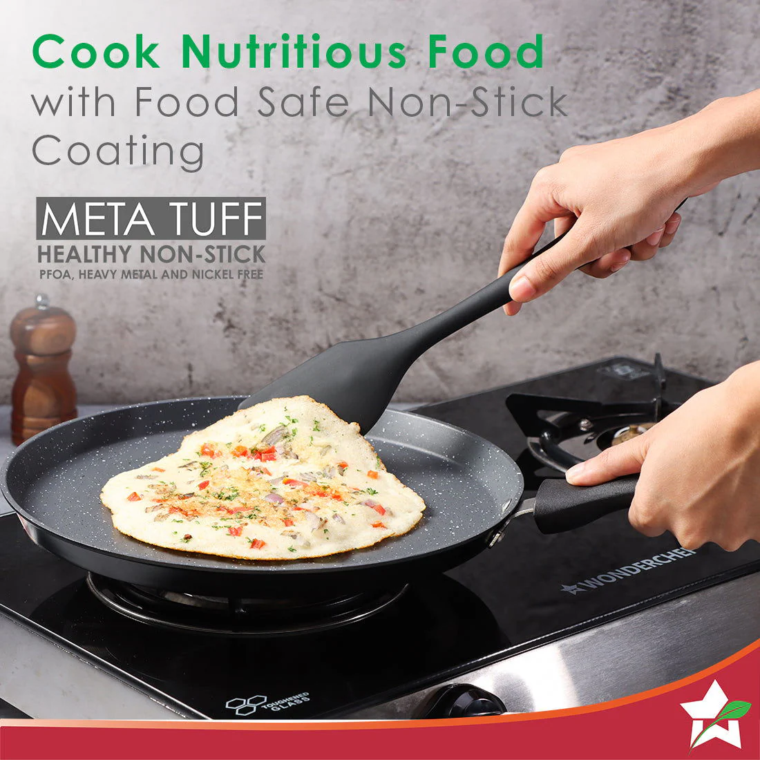 Wonderchef Renewed Duralite ECO 28 cm Dosa Tawa | 5 Layer Healthy Duramax Non-Stick Coating | Soft Touch Handle | Pure Grade Aluminium | PFOA Free | 1 Year Warranty | Grey - Image 3