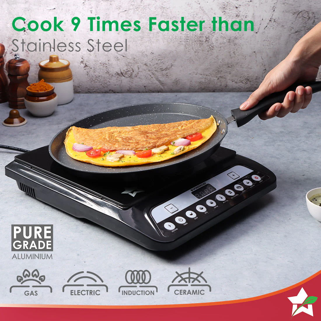 Wonderchef Renewed Duralite ECO 28 cm Dosa Tawa | 5 Layer Healthy Duramax Non-Stick Coating | Soft Touch Handle | Pure Grade Aluminium | PFOA Free | 1 Year Warranty | Grey - Image 6