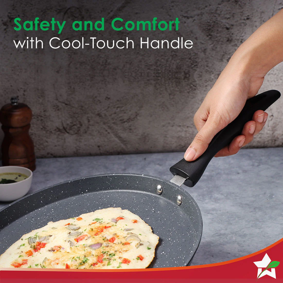 Wonderchef Renewed Duralite ECO 28 cm Dosa Tawa | 5 Layer Healthy Duramax Non-Stick Coating | Soft Touch Handle | Pure Grade Aluminium | PFOA Free | 1 Year Warranty | Grey - Image 8