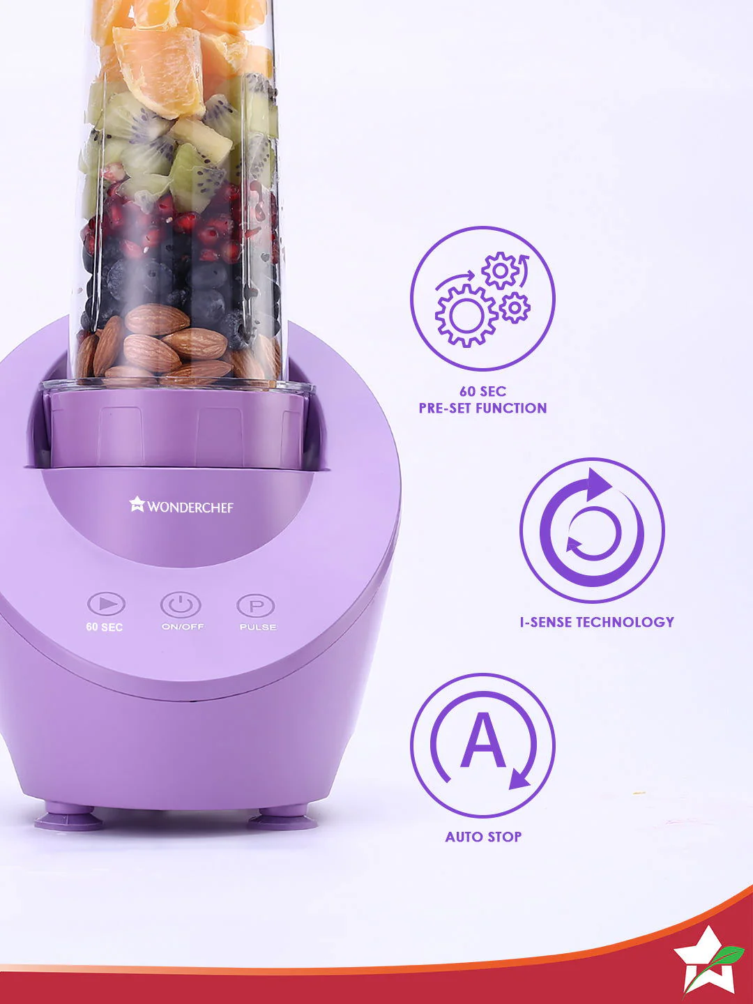 Wonderchef Renewed Magneto Blender | Smoothie & Juice Maker | World’s Safest with Magnetic Induction Tech | Variable Speed | Automatic with 60-sec auto-stop | Portable with Sipper Jar | 1-Year Warranty - Image 5