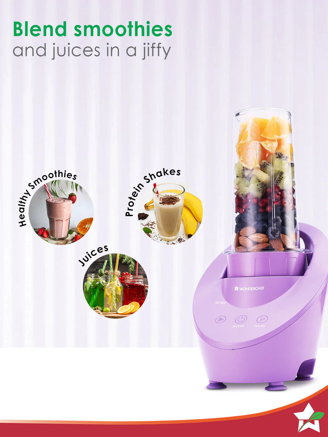 Wonderchef Renewed Magneto Blender | Smoothie & Juice Maker | World’s Safest with Magnetic Induction Tech | Variable Speed | Automatic with 60-sec auto-stop | Portable with Sipper Jar | 1-Year Warranty - Image 7