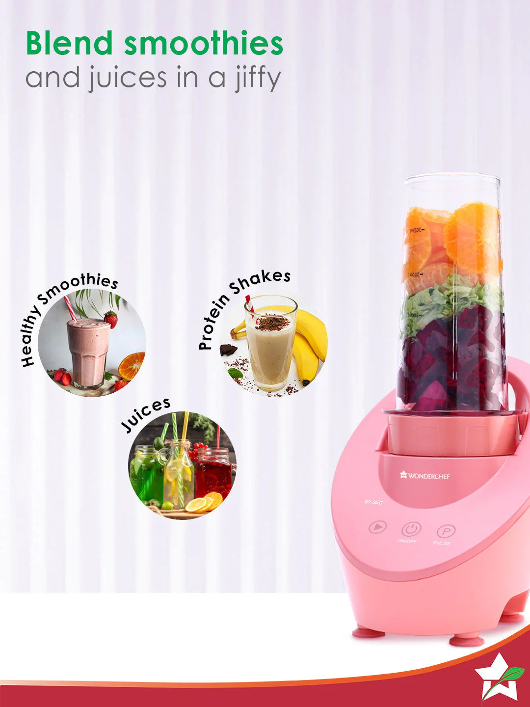 Wonderchef Renewed Magneto Blender | Smoothie & Juice Maker | World’s Safest with Magnetic Induction Tech | Variable Speed | Automatic with 60-sec auto-stop | Portable with Sipper Jar | 1-Year Warranty - Image 7