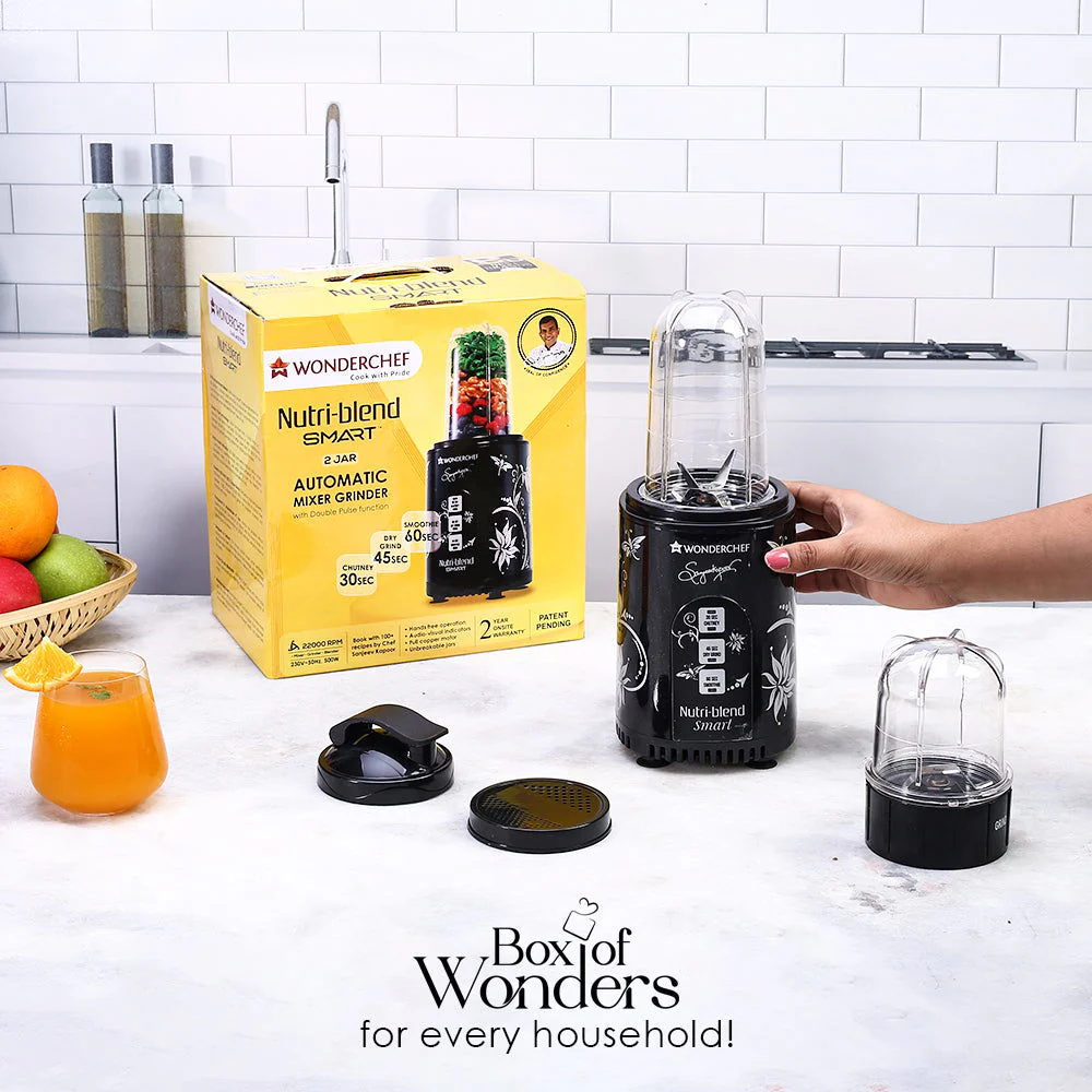 Nutri-blend SMART Automatic Mixer Grinder with Dual Pulse Function|22000 RPM|100% Full Copper Motor|2 Unbreakable Jars| 500 Watt| 2 Years Warranty| Recipe book by Chef Sanjeev Kapoor| Black - Image 11