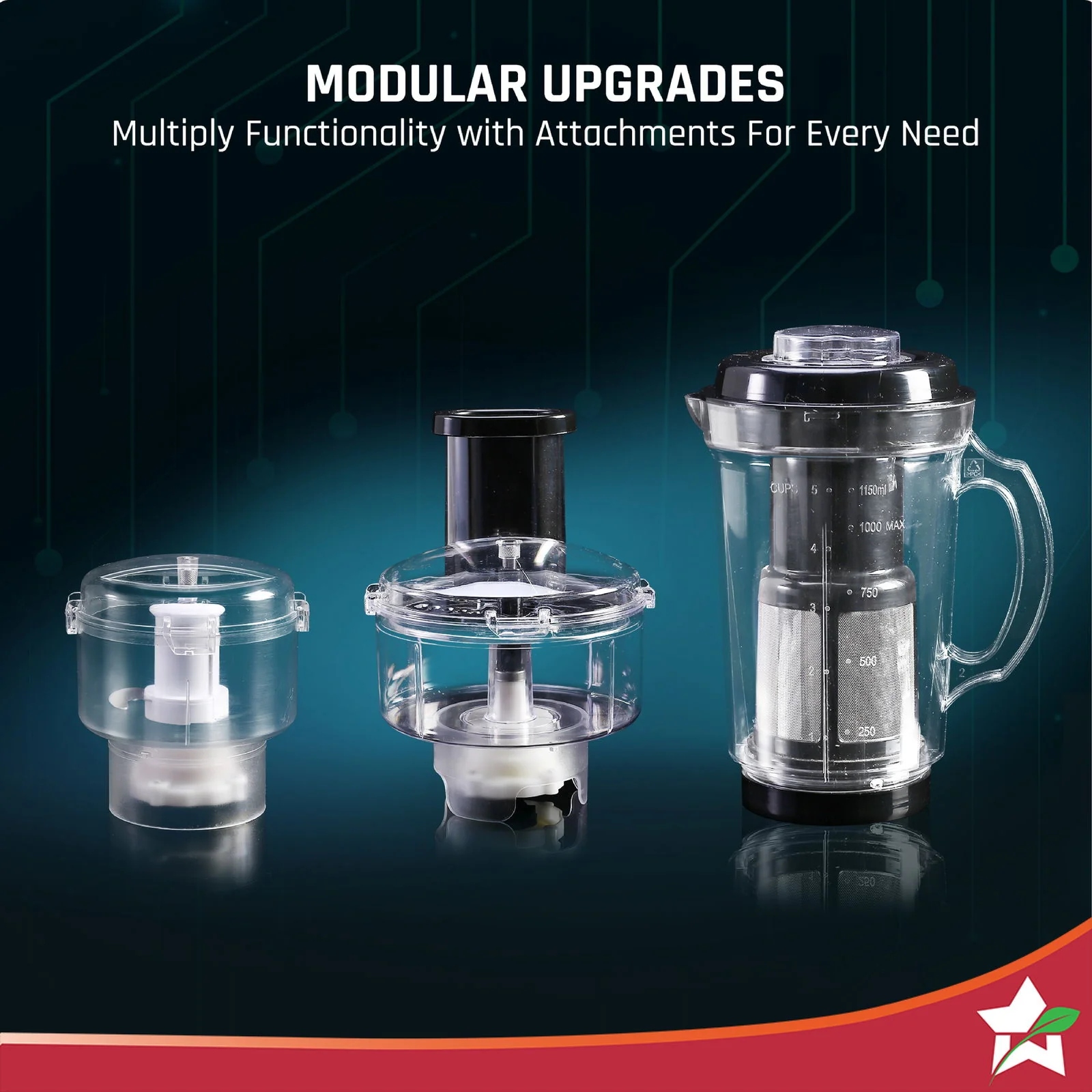 Nutri-blend SMART Automatic Mixer Grinder with Dual Pulse Function|22000 RPM|100% Full Copper Motor|2 Unbreakable Jars| 500 Watt| 2 Years Warranty| Recipe book by Chef Sanjeev Kapoor| Black - Image 9