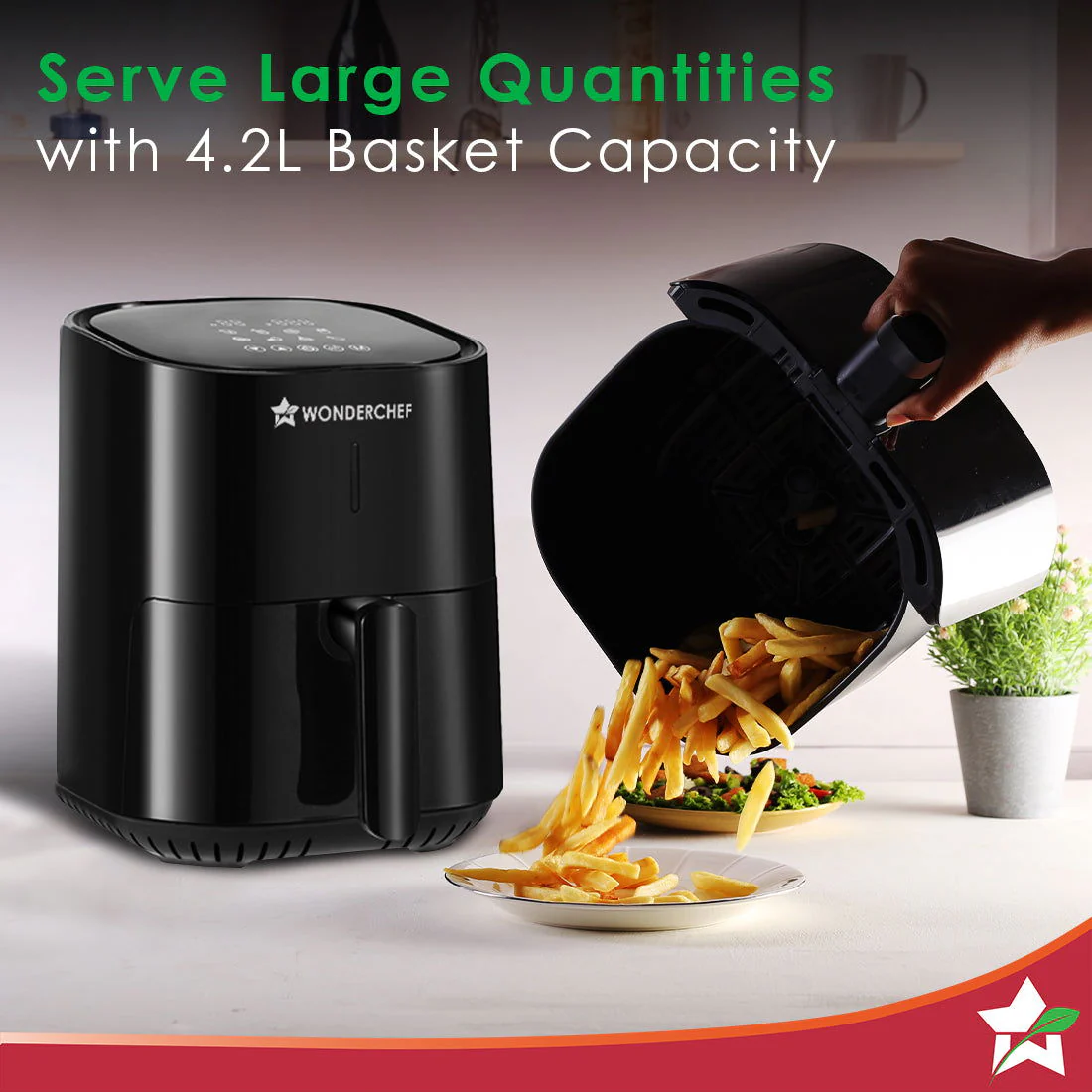 Wonderchef Renewed Prato Plus Digital Air Fryer | 4.1L | 8 Pre-Set Cooking Functions | No Oil Fry, Bake, Roast, Grill | 1 Year Warranty - Image 3