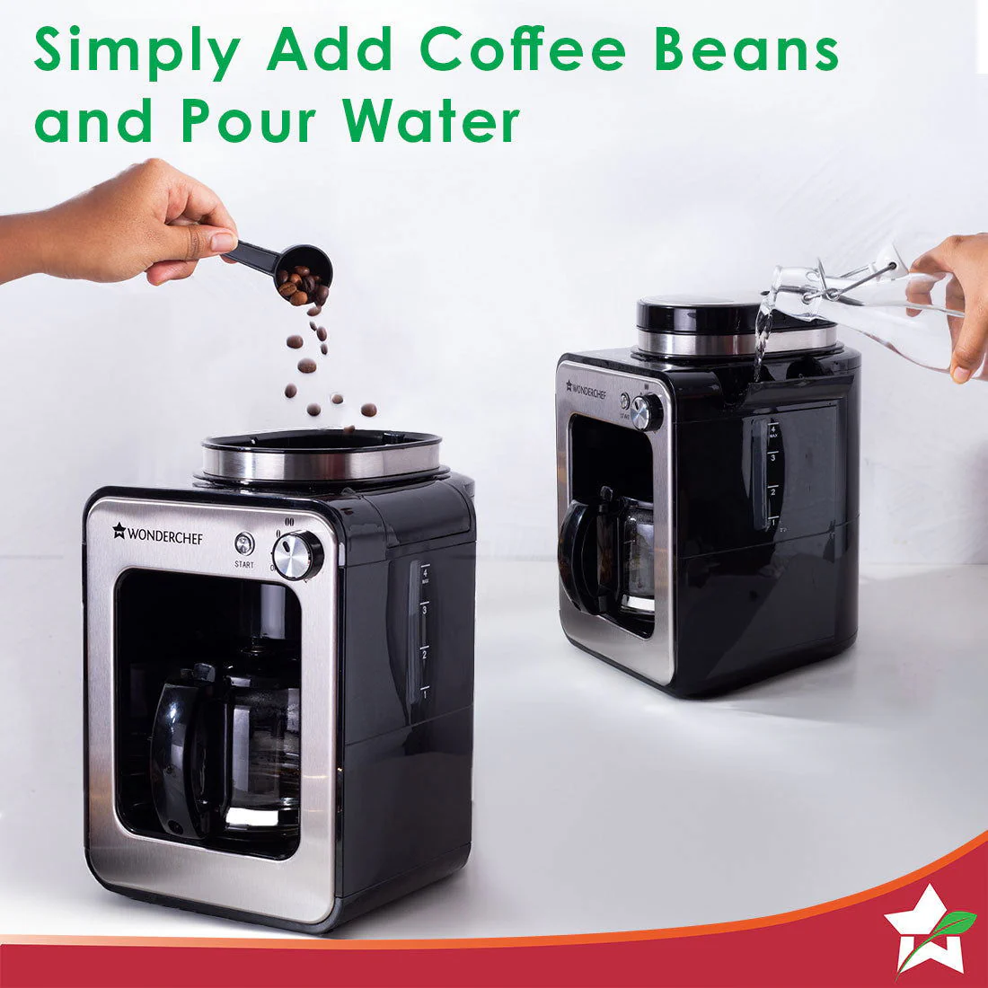 Wonderchef Renewed Regalia Bean-to-Cup Brew Coffee Maker with Grinder |Brews 4 cups | Glass Carafe | Easy Control Dial | Steel | 1 Year Warranty - Image 5