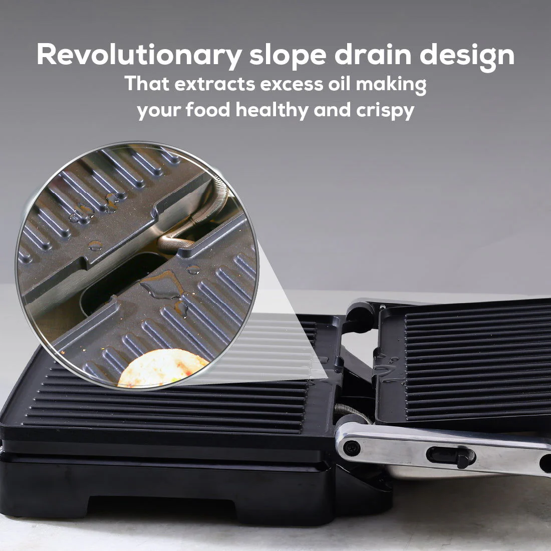 Wonderchef Renewed Sanjeev Kapoor Tandoor Family Size Plus| Electric Contact Grill & Sandwich Maker| 1800 Watt| Non-stick Grooves Healthy cooking | Super fast heating | 1 Year Warranty| Black & Silver - Image 6