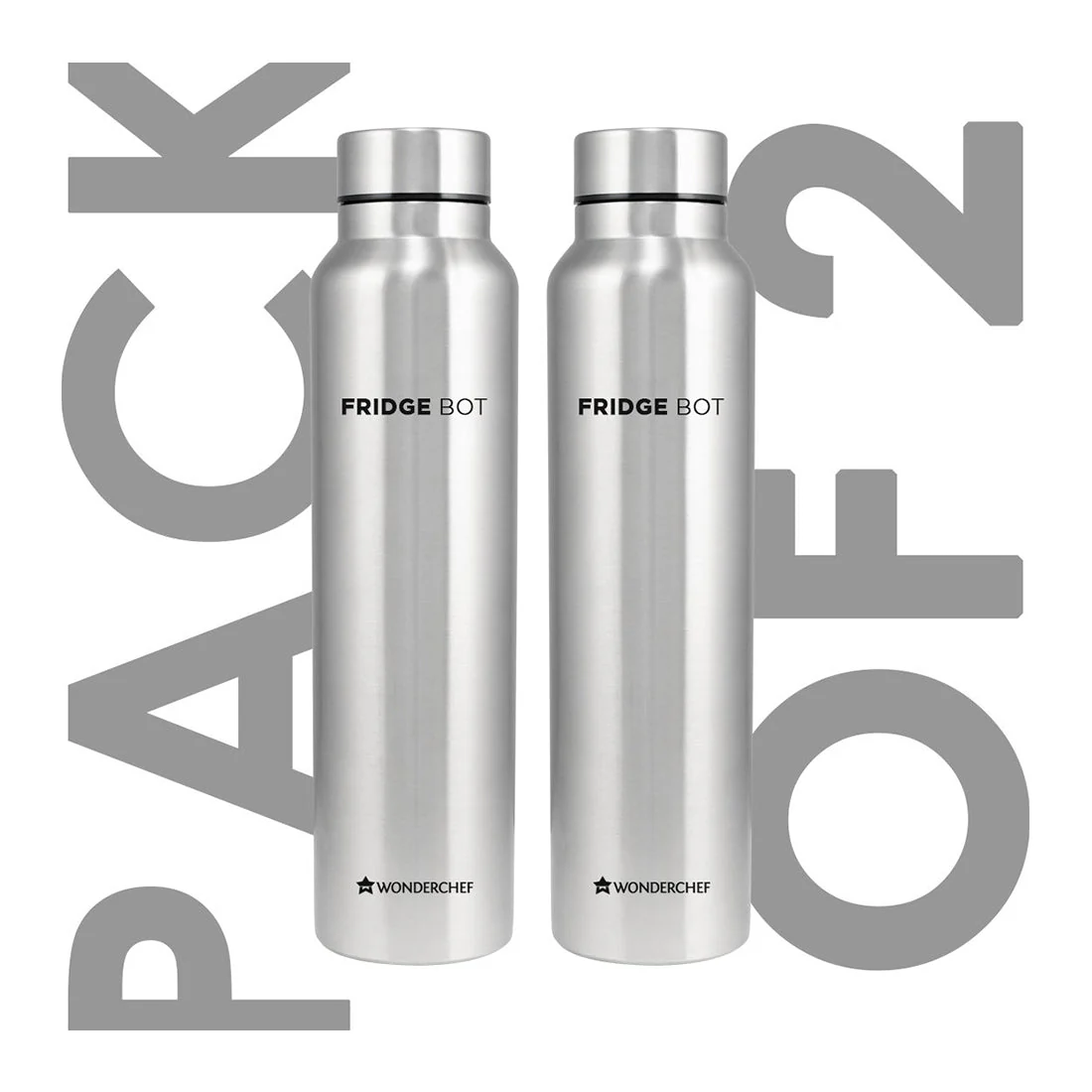 Wonderchef Renewed Stainless Steel Fridge-Bot 1000 ml Each | Pack of 2 | Single wall | Non-insulated | 304 Stainless Steel | Non Toxic | BPA free | Rust Free | Spill and Leak proof | Light weight | 1 Year Warranty - Image 5