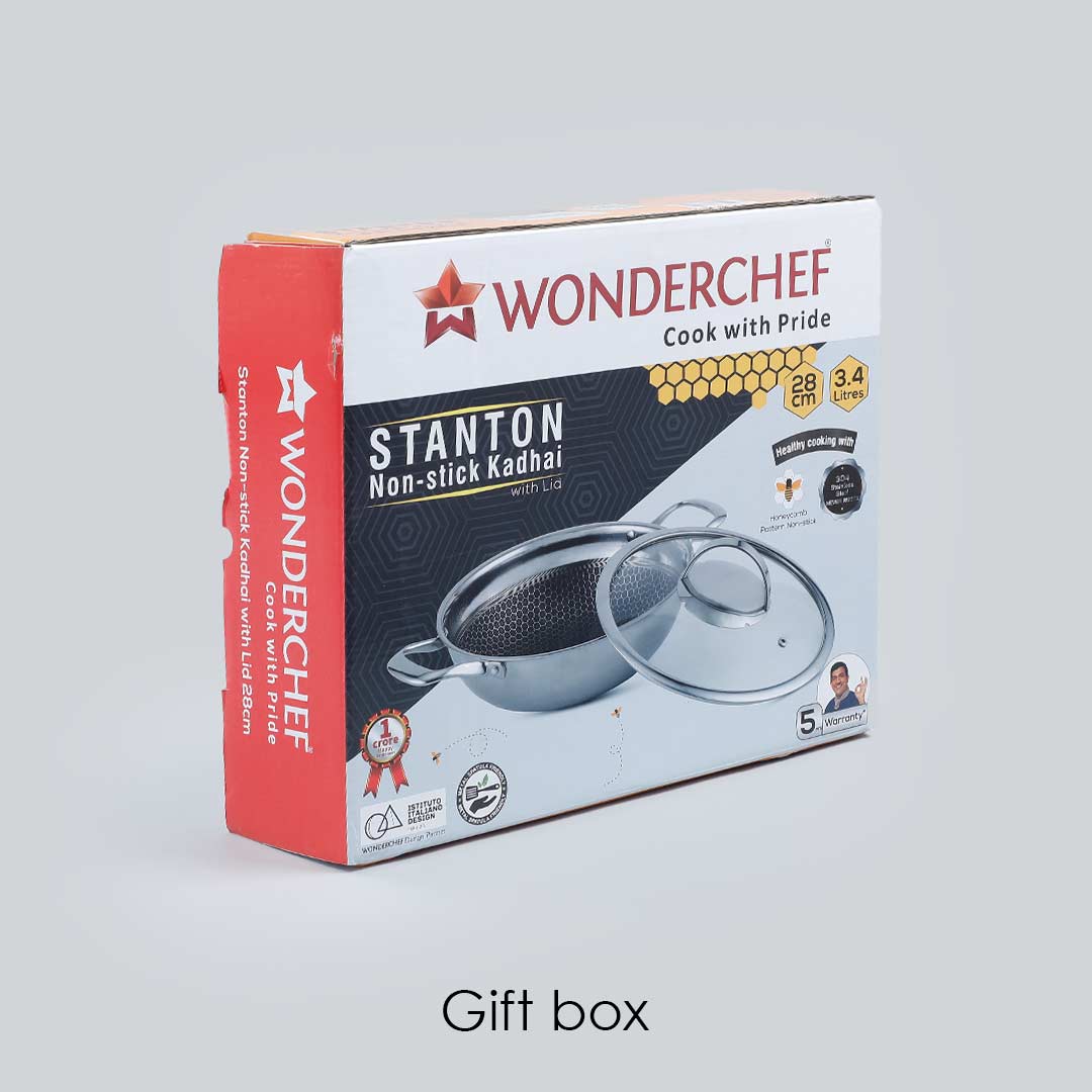 Wonderchef Renewed Stanton 28 cm Non-stick Kadhai/Kadai with Lid - 3.4 Litre | 3 ply steel - Image 10