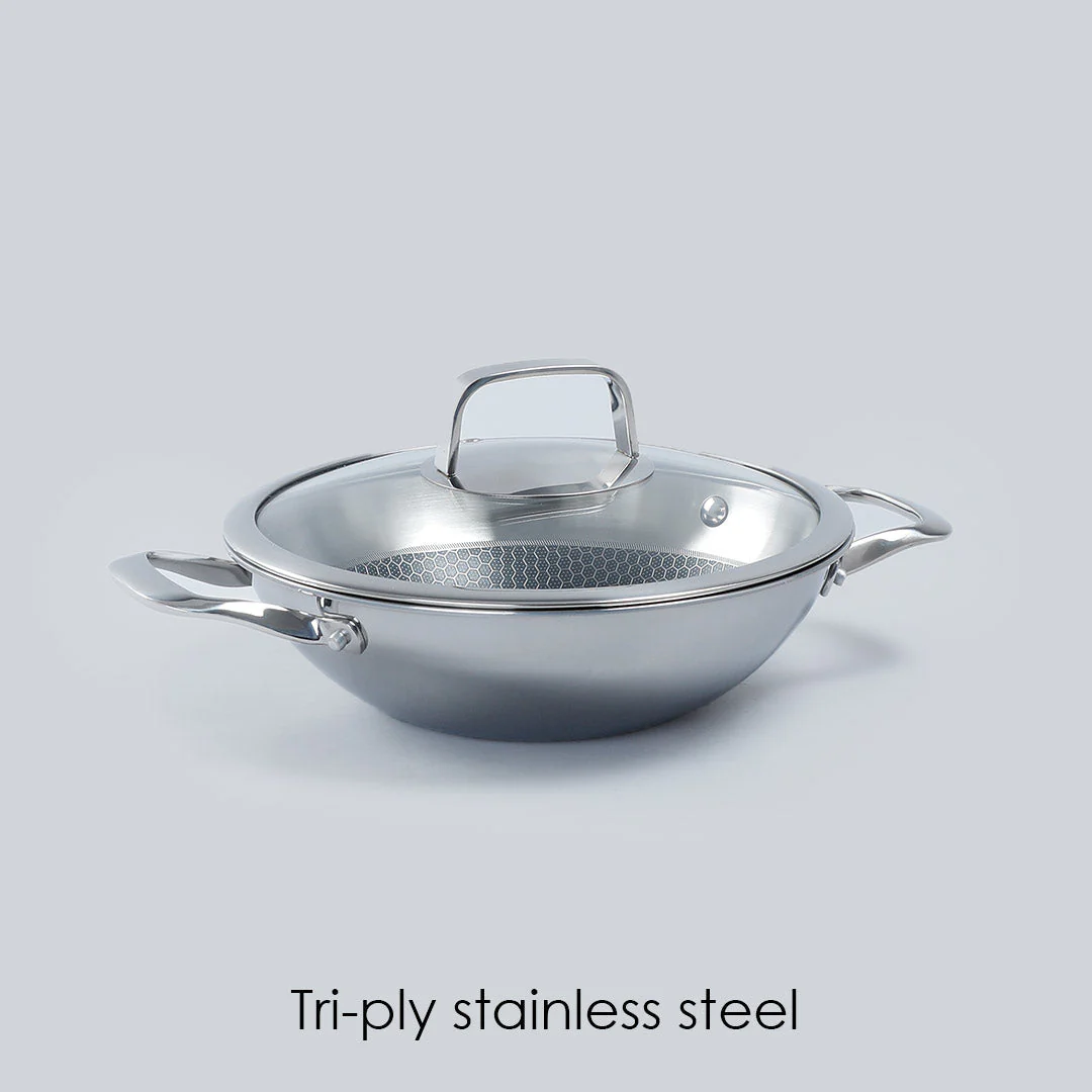 Wonderchef Renewed Stanton 28 cm Non-stick Kadhai/Kadai with Lid - 3.4 Litre | 3 ply steel - Image 3