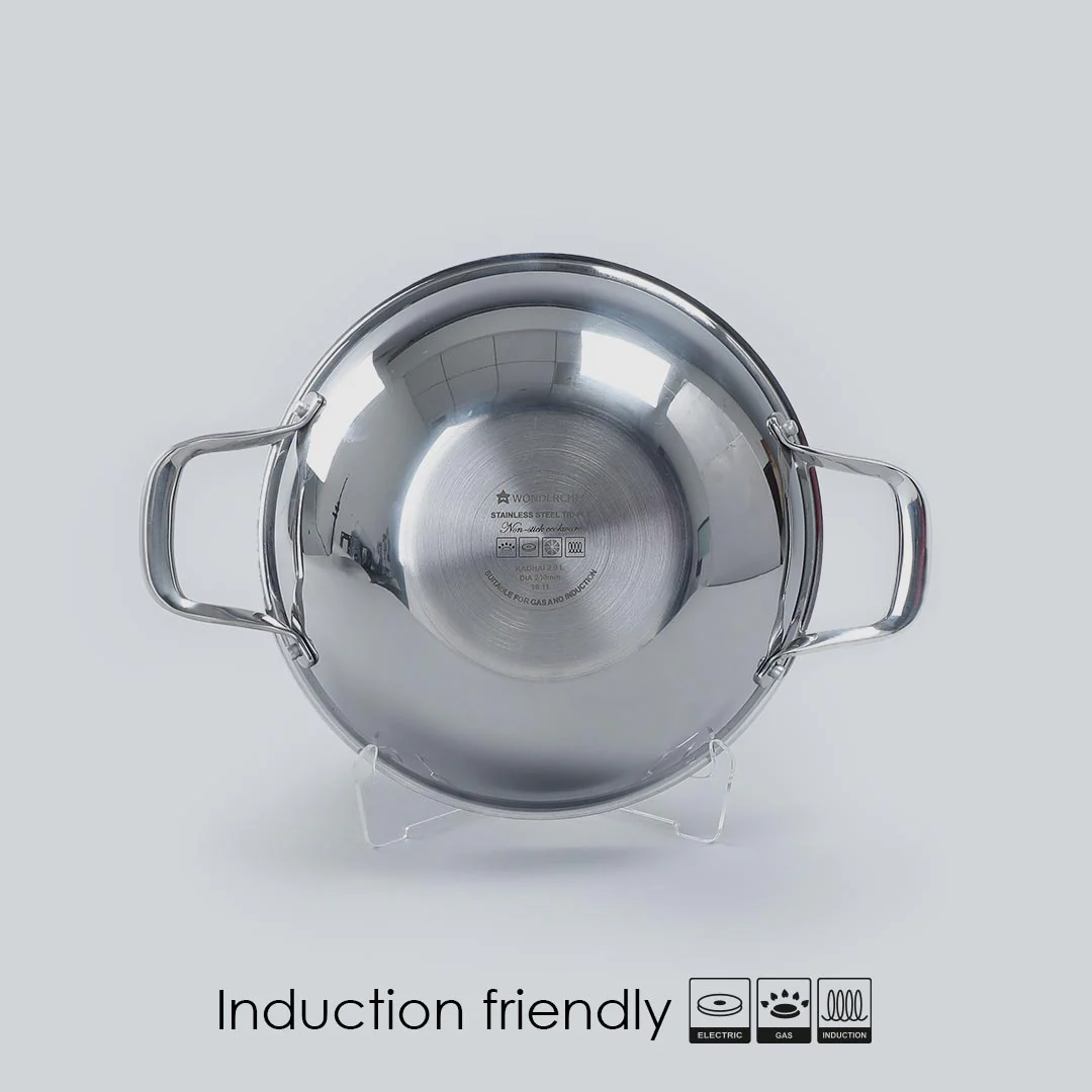 Wonderchef Renewed Stanton 28 cm Non-stick Kadhai/Kadai with Lid - 3.4 Litre | 3 ply steel - Image 4