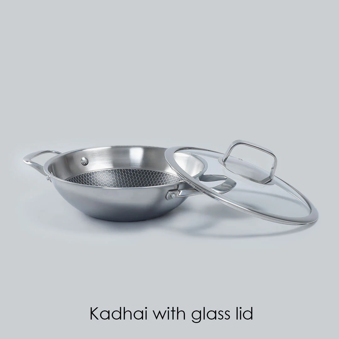 Wonderchef Renewed Stanton 28 cm Non-stick Kadhai/Kadai with Lid - 3.4 Litre | 3 ply steel - Image 6