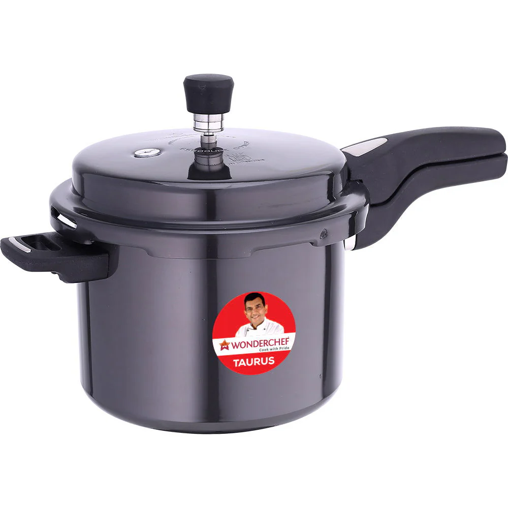 Wonderchef Renewed Taurus Hard Anodized 5L Outer Lid Pressure Cooker | SS Lid | Soft Touch Handles for Durability | Induction Friendly | ISI Certified