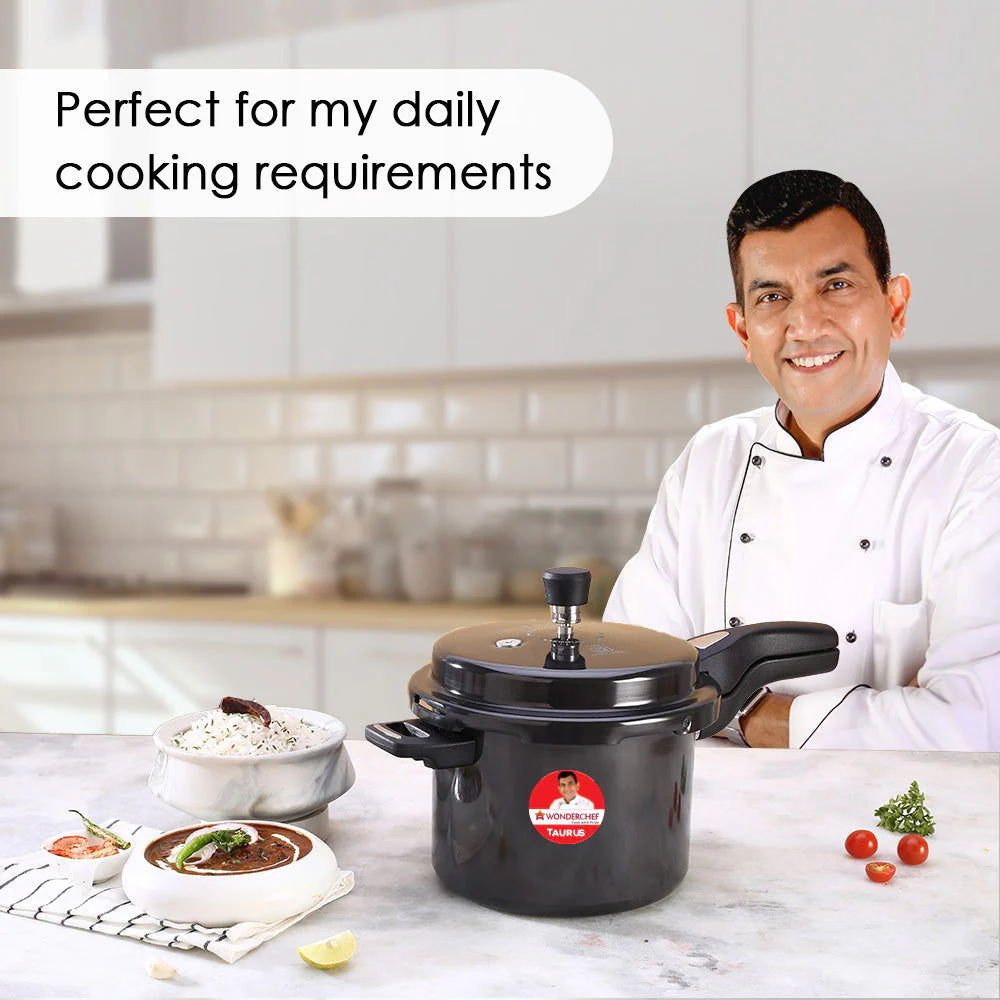 Wonderchef Renewed Taurus Hard Anodized 5L Outer Lid Pressure Cooker | SS Lid | Soft Touch Handles for Durability | Induction Friendly | ISI Certified - Image 3