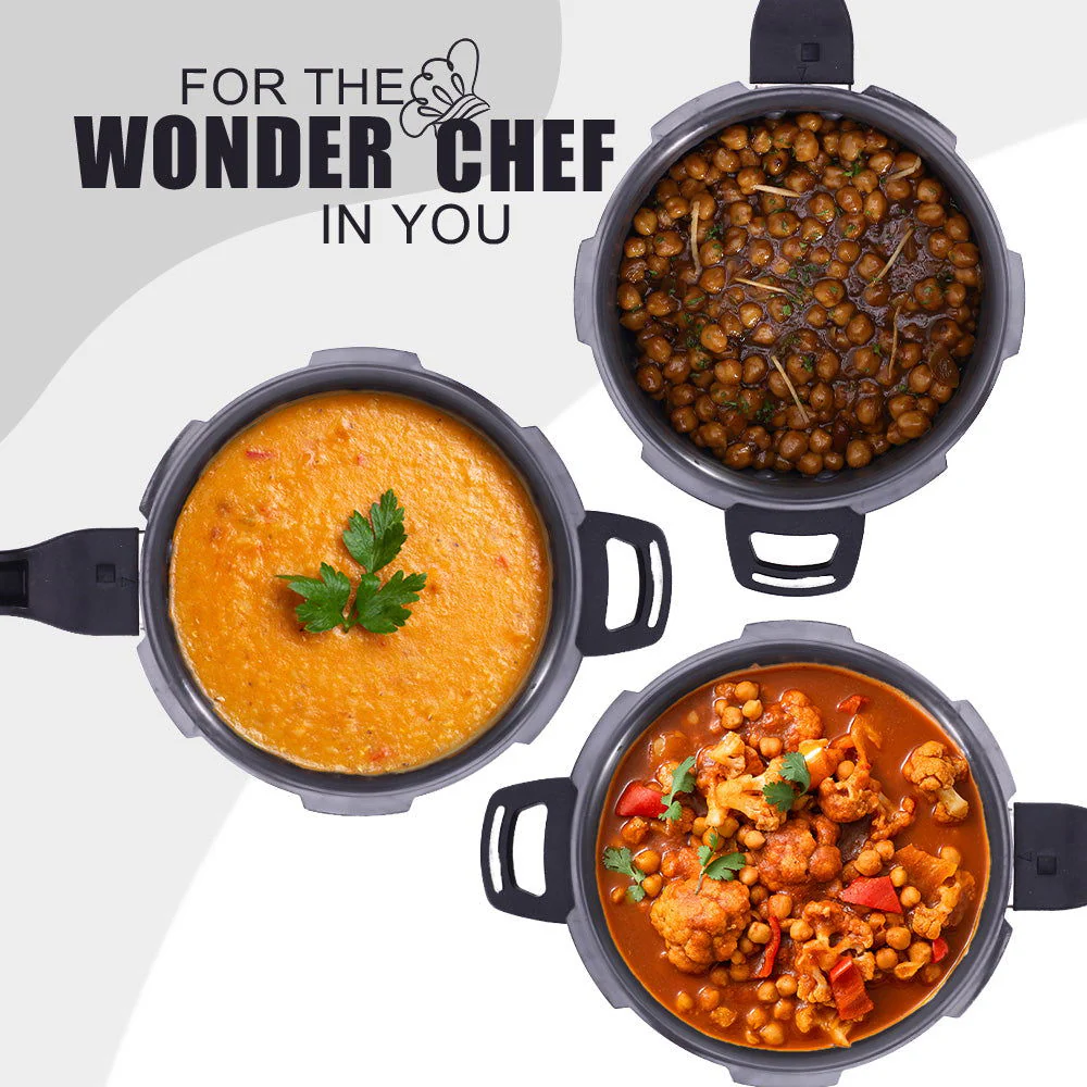 Wonderchef Renewed Taurus Hard Anodized 5L Outer Lid Pressure Cooker | SS Lid | Soft Touch Handles for Durability | Induction Friendly | ISI Certified - Image 9