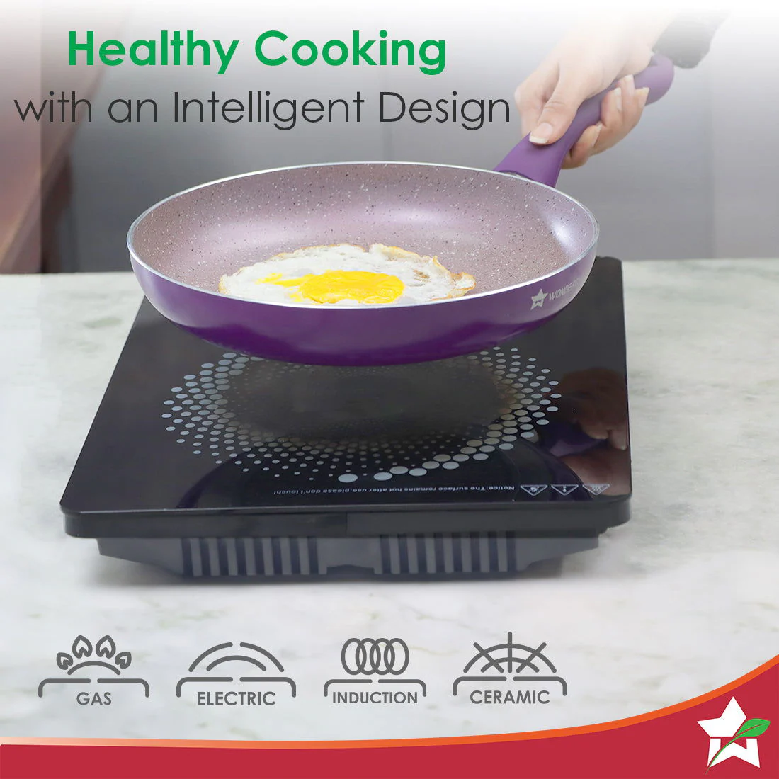Royal Velvet Non-stick 24cm Fry pan I Induction Ready | Soft-touch handles |Non – Toxic I Virgin Aluminium| 3 mm thick | 1.8 litres | 2 year warranty | Purple - Image 4