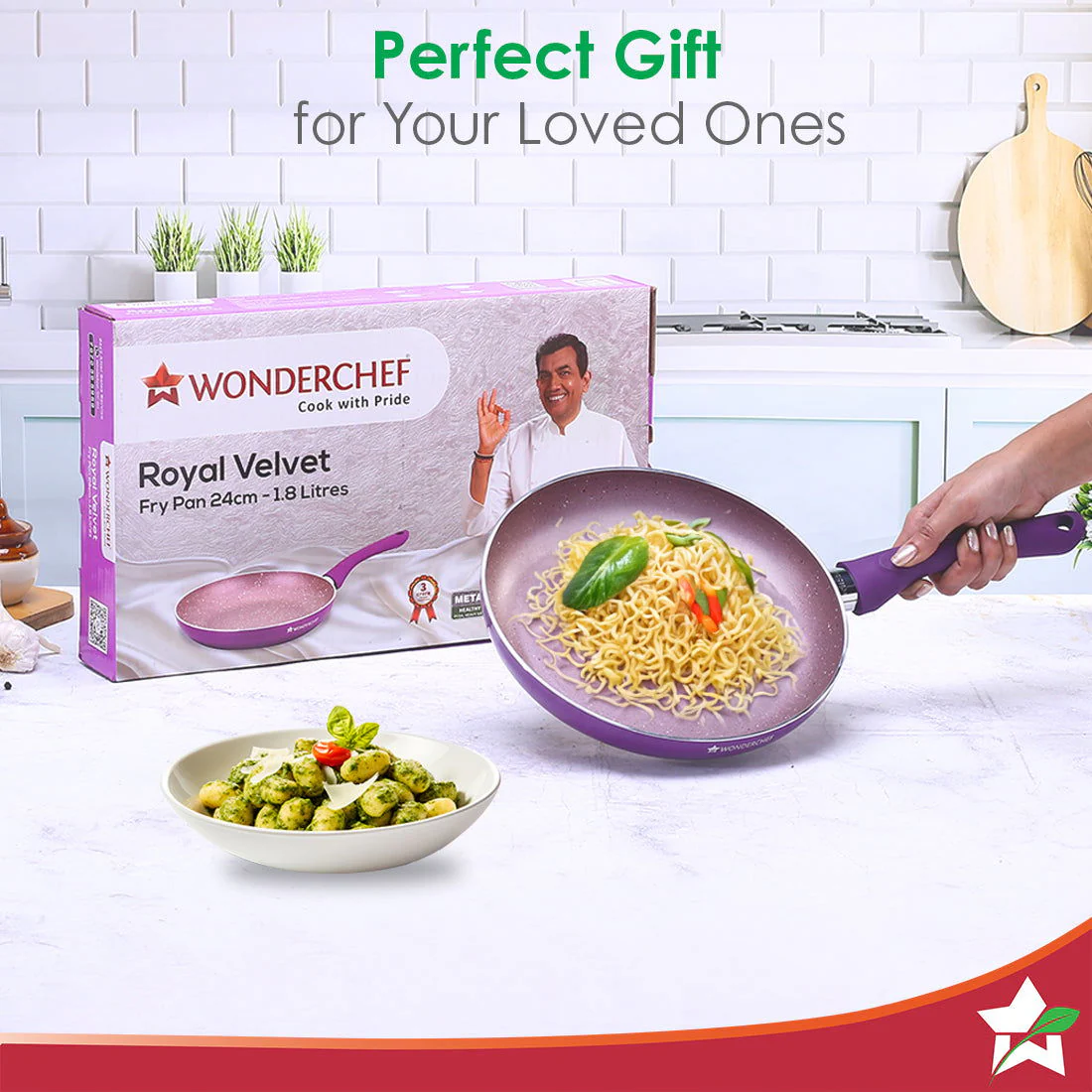 Royal Velvet Non-stick 24cm Fry pan I Induction Ready | Soft-touch handles |Non – Toxic I Virgin Aluminium| 3 mm thick | 1.8 litres | 2 year warranty | Purple - Image 7