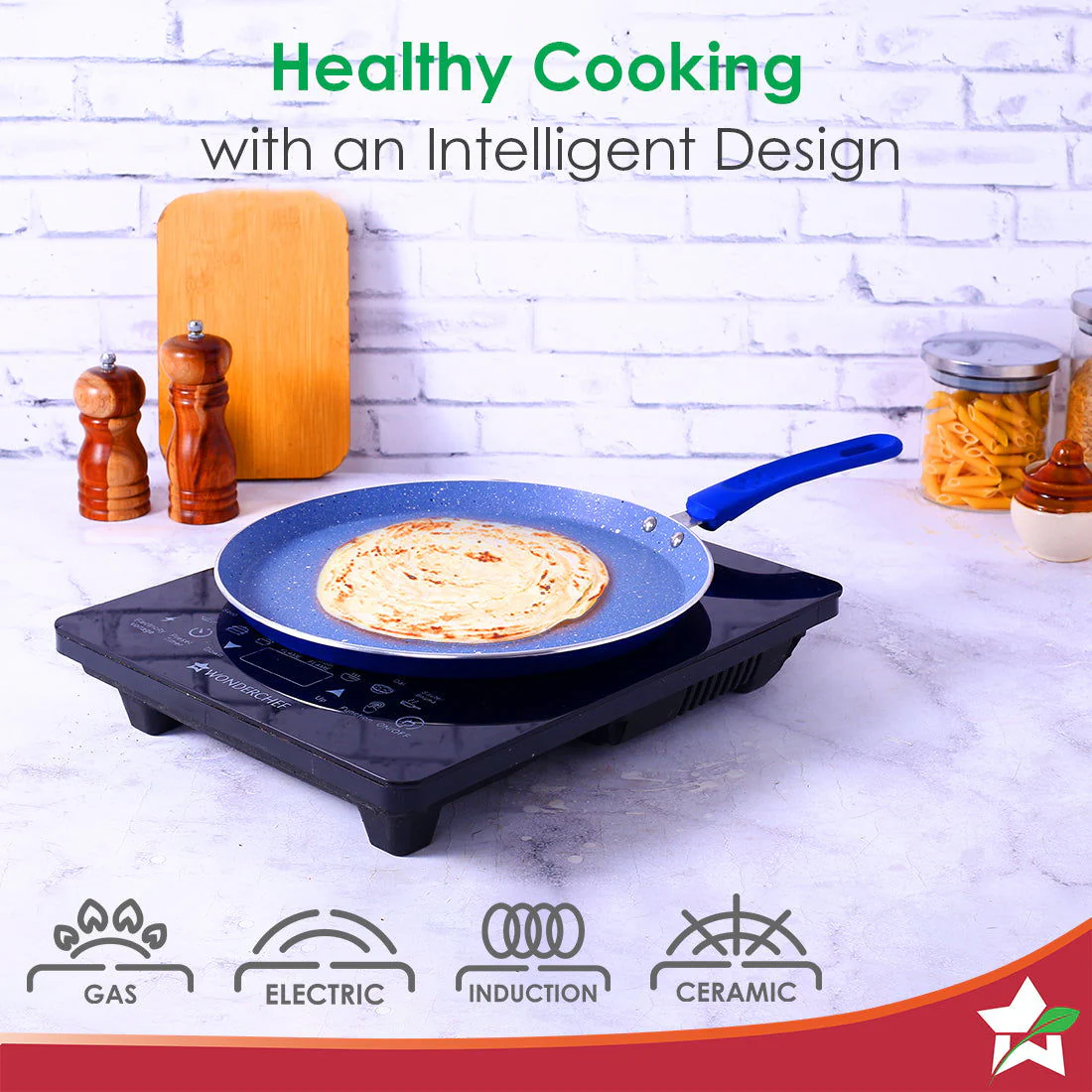 Royal Velvet Non-stick Cookware Set, 5Pc (Fry Pan with Lid, Wok, Dosa Tawa, Mini Fry Pan) Induction Bottom, Soft-touch Handles, Virgin Grade Aluminium, PFOA/Heavy Metals Free, 3mm, 2 Years Warranty, Blue - Image 4